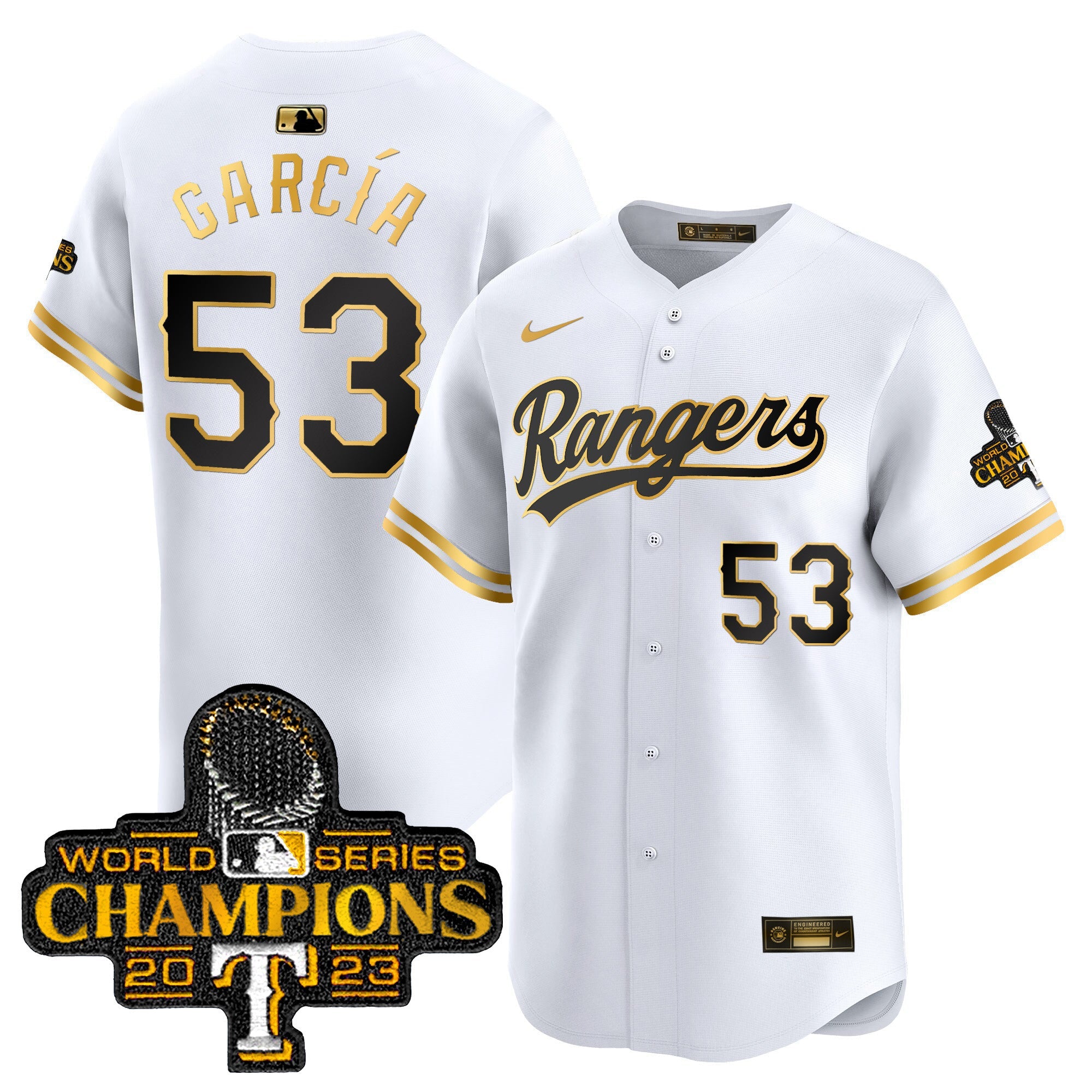 Men’s Texas 2023 World Series Champions Gold Trim Vapor Premier Limited Jersey