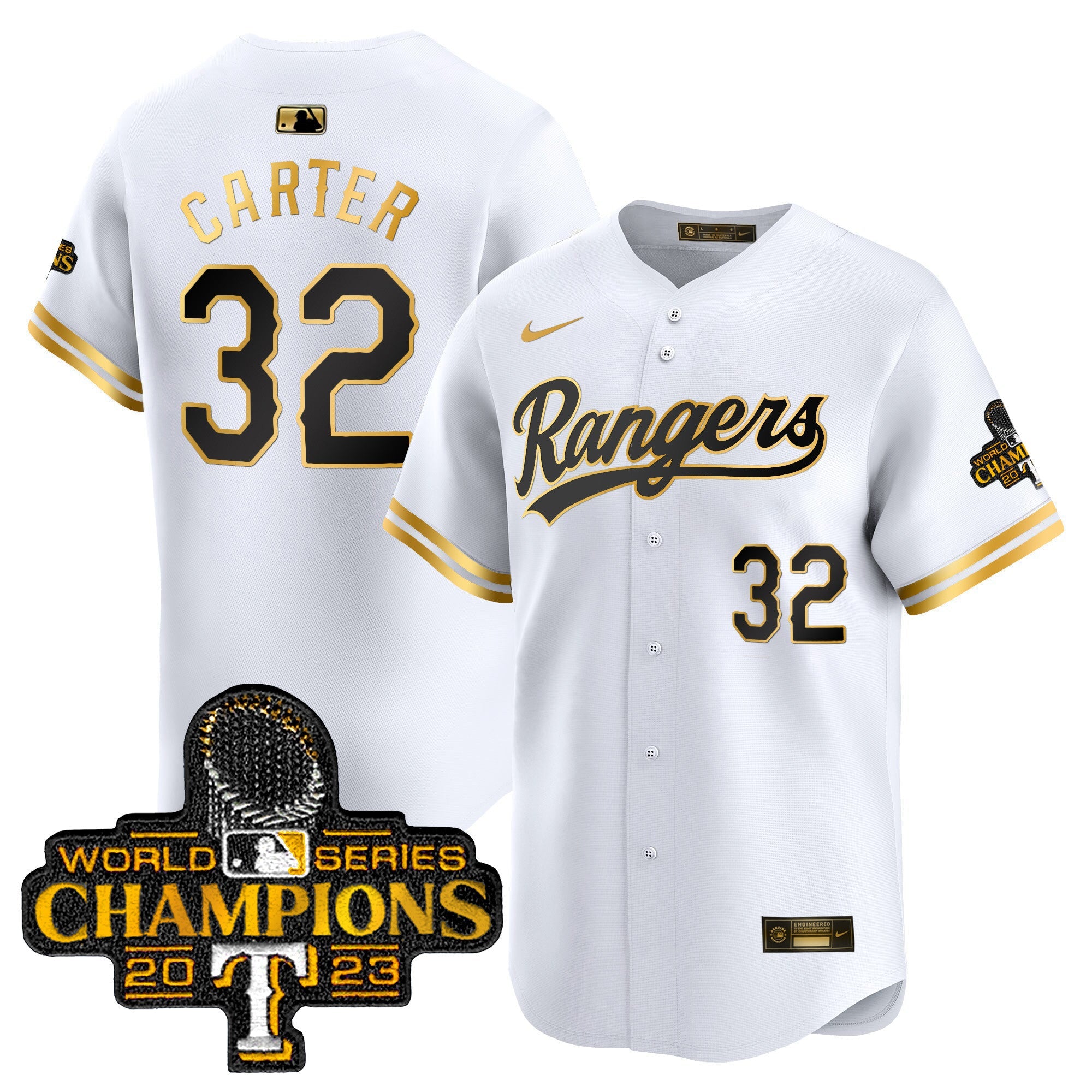 Men’s Texas 2023 World Series Champions Gold Trim Vapor Premier Limited Jersey