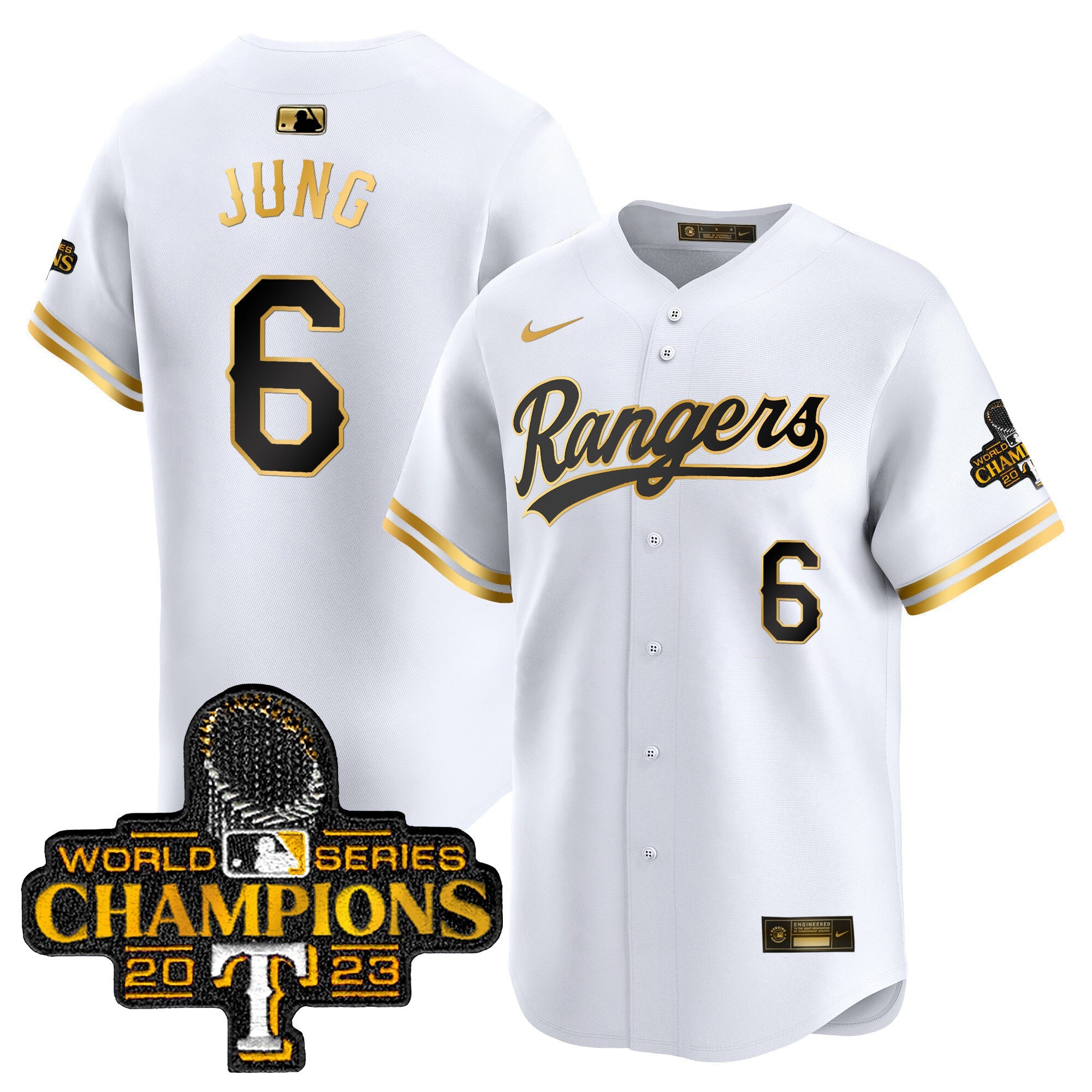 Men’s Texas 2023 World Series Champions Gold Trim Vapor Premier Limited Jersey