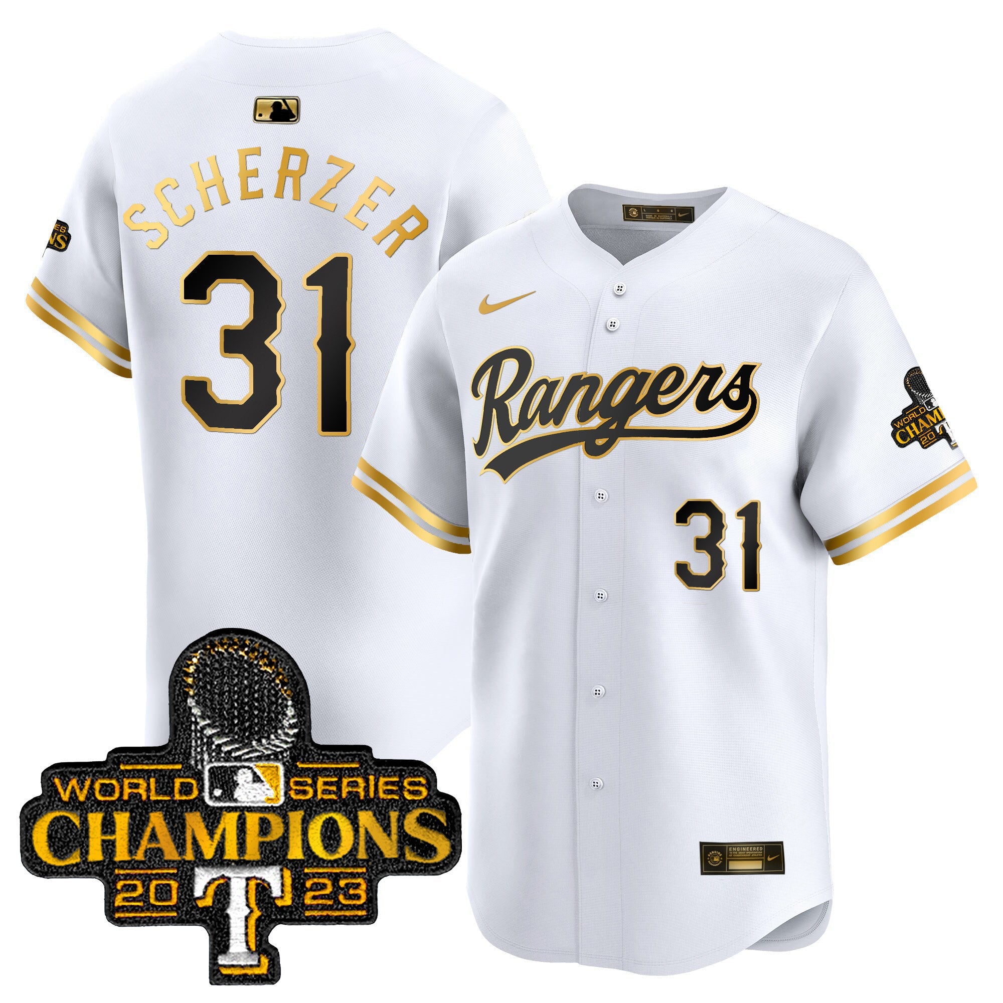 Men’s Texas 2023 World Series Champions Gold Trim Vapor Premier Limited Jersey