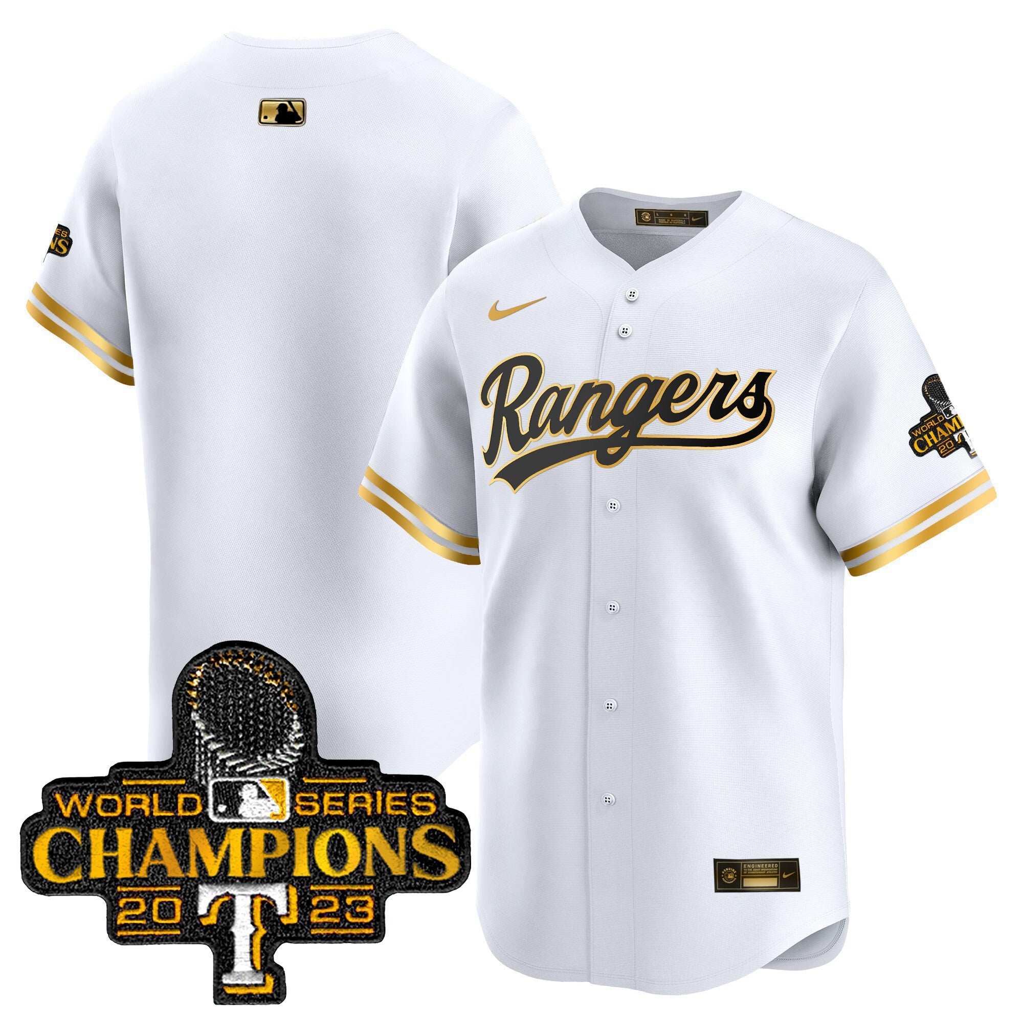 Men’s Texas 2023 World Series Champions Gold Trim Vapor Premier Limited Jersey