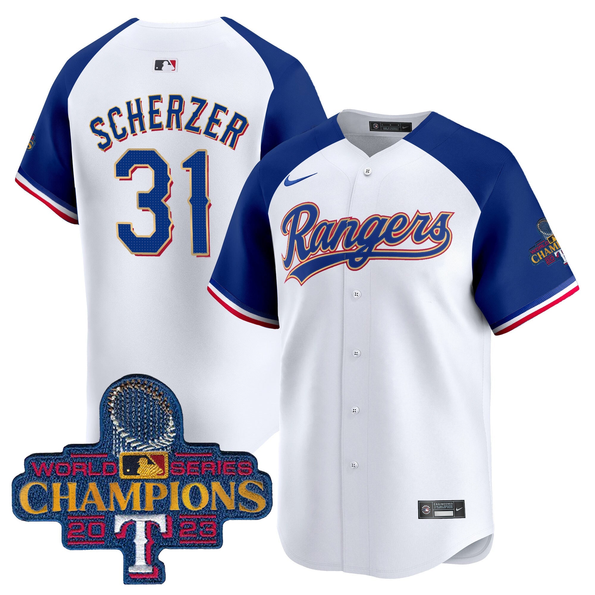 Men’s Texas 2023 World Series Champions Gold Trim Vapor Premier Limited Jersey