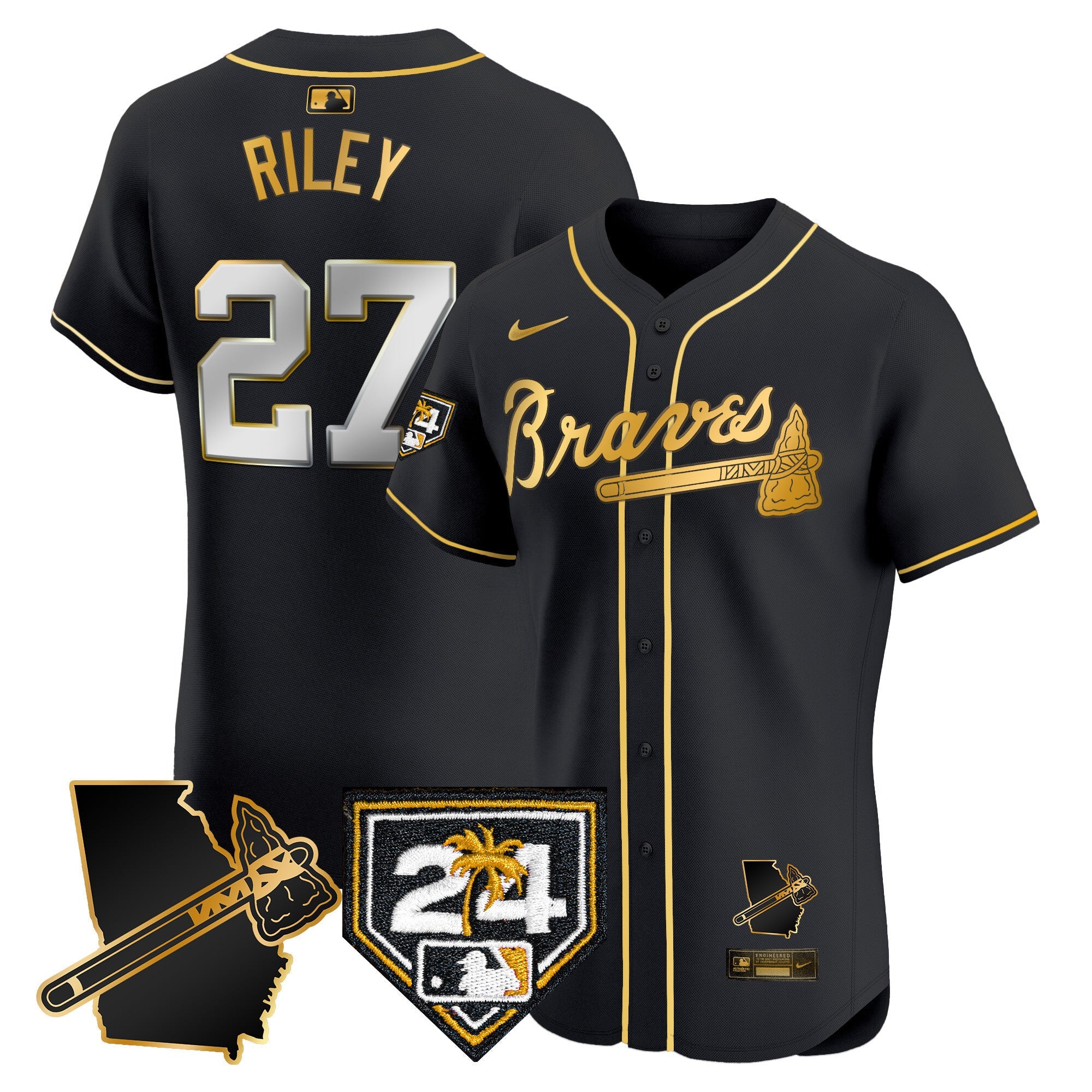 Men’s Atlanta 2024 Spring Training & Georgia Patch Vapor Premier Elite Jersey