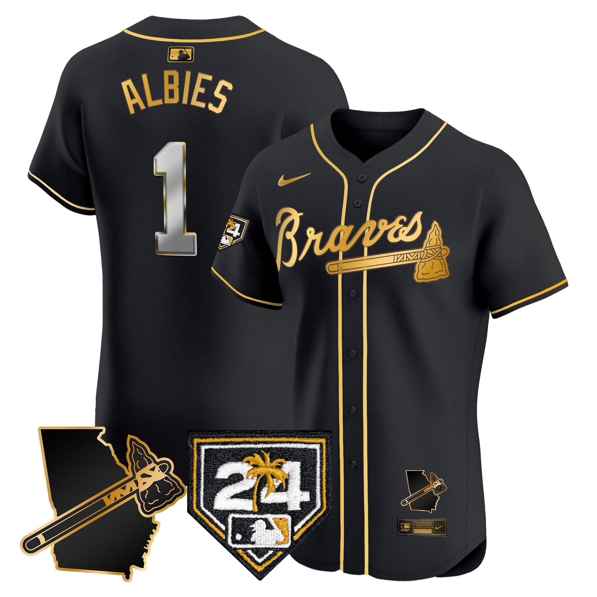 Men’s Atlanta 2024 Spring Training & Georgia Patch Vapor Premier Elite Jersey