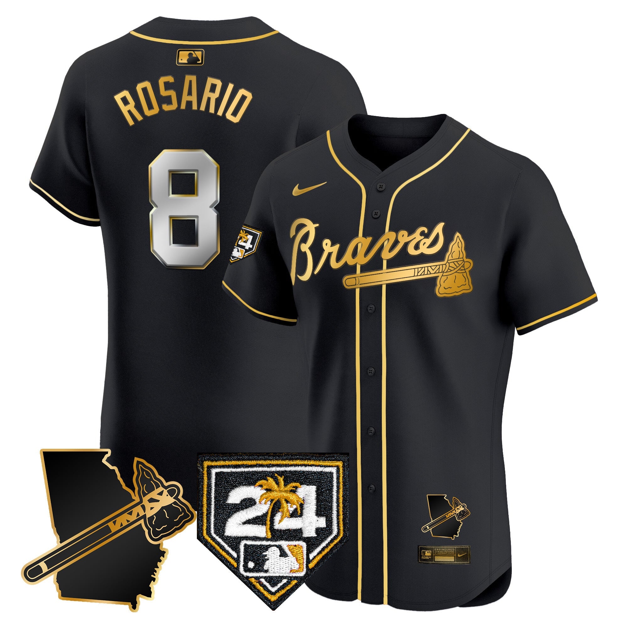 Men’s Atlanta 2024 Spring Training & Georgia Patch Vapor Premier Elite Jersey