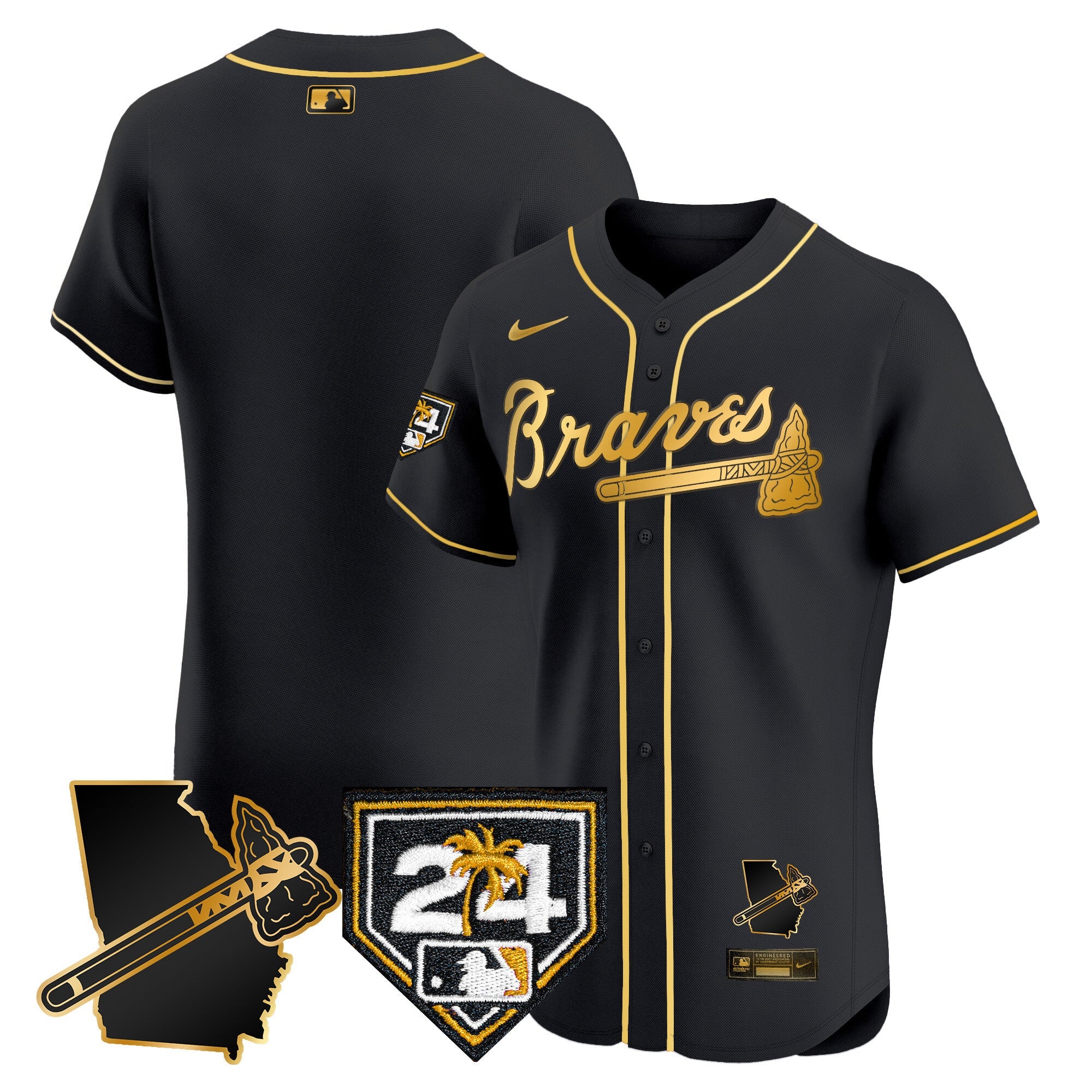 Men’s Atlanta 2024 Spring Training & Georgia Patch Vapor Premier Elite Jersey