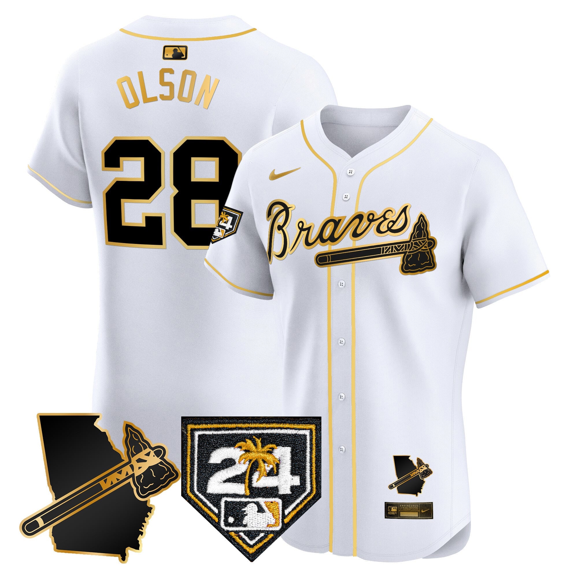 Men’s Atlanta 2024 Spring Training & Georgia Patch Vapor Premier Elite Jersey