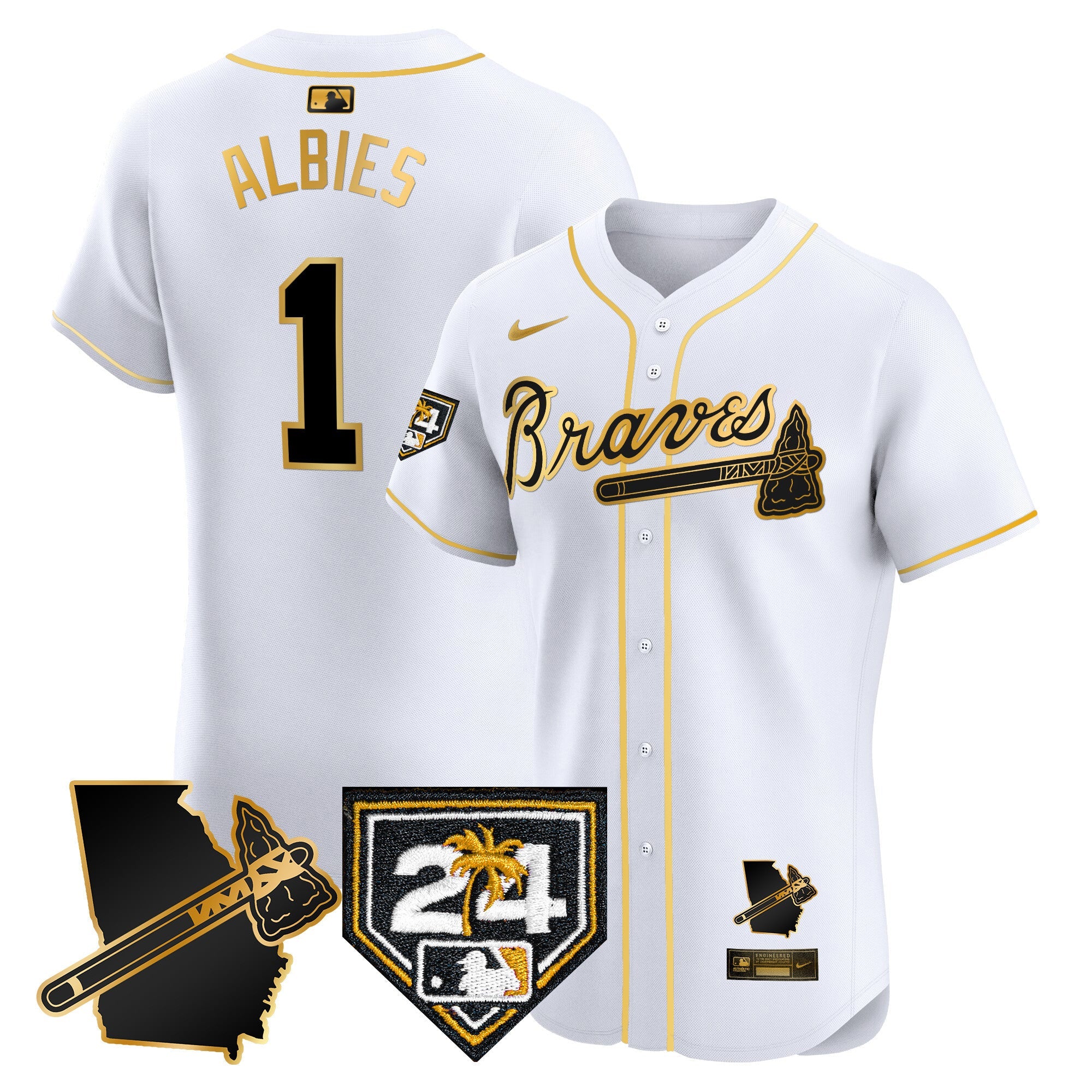Men’s Atlanta 2024 Spring Training & Georgia Patch Vapor Premier Elite Jersey