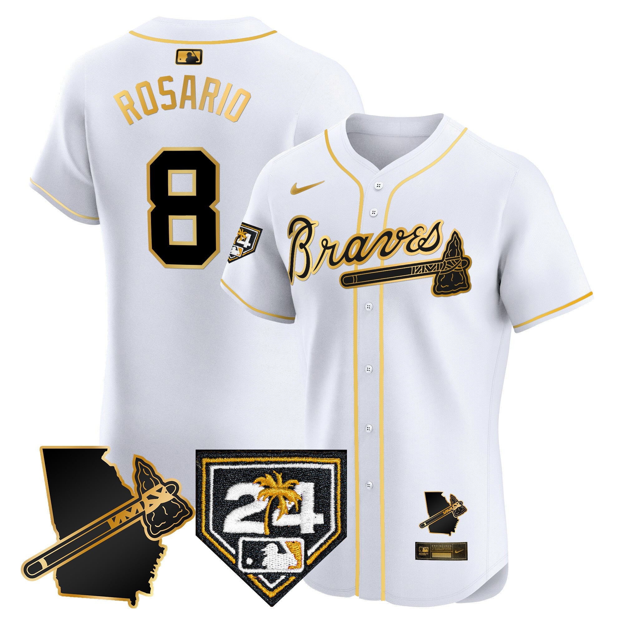 Men’s Atlanta 2024 Spring Training & Georgia Patch Vapor Premier Elite Jersey