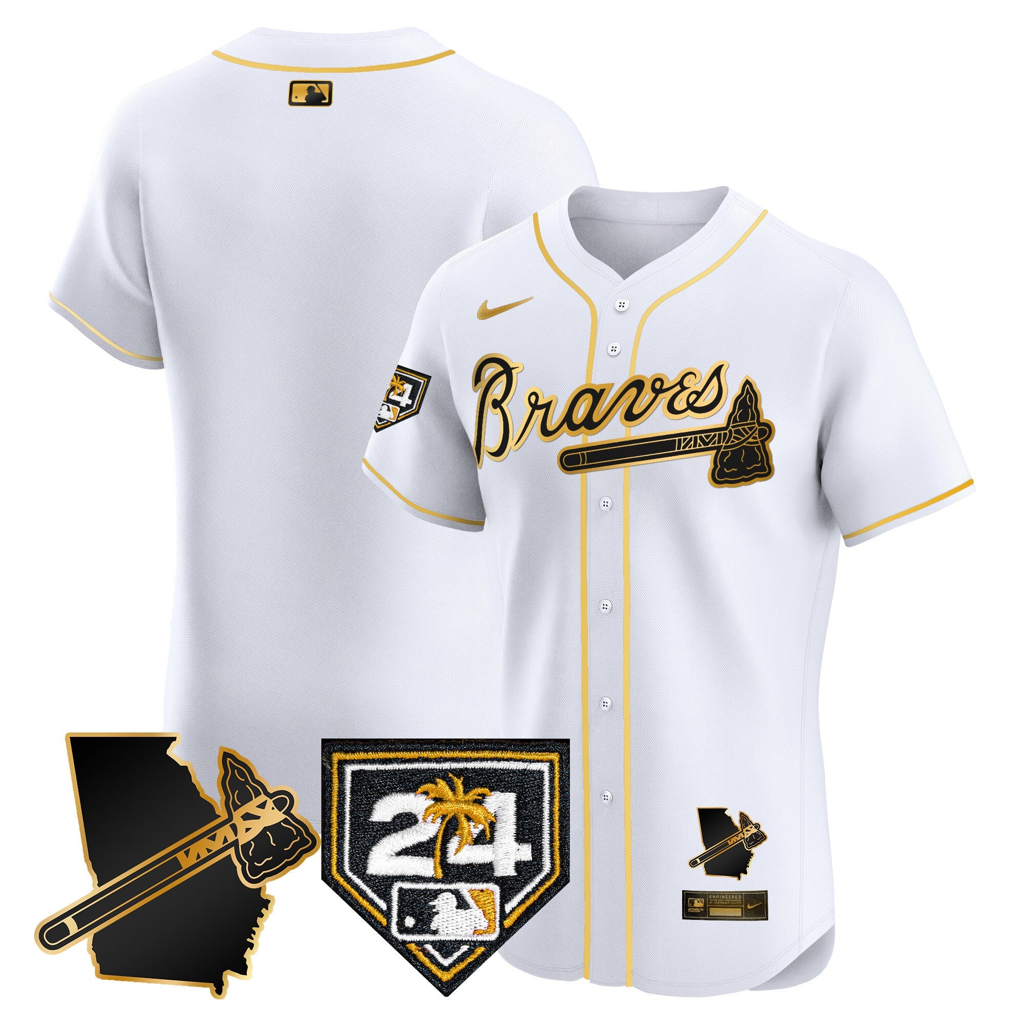 Men’s Atlanta 2024 Spring Training & Georgia Patch Vapor Premier Elite Jersey