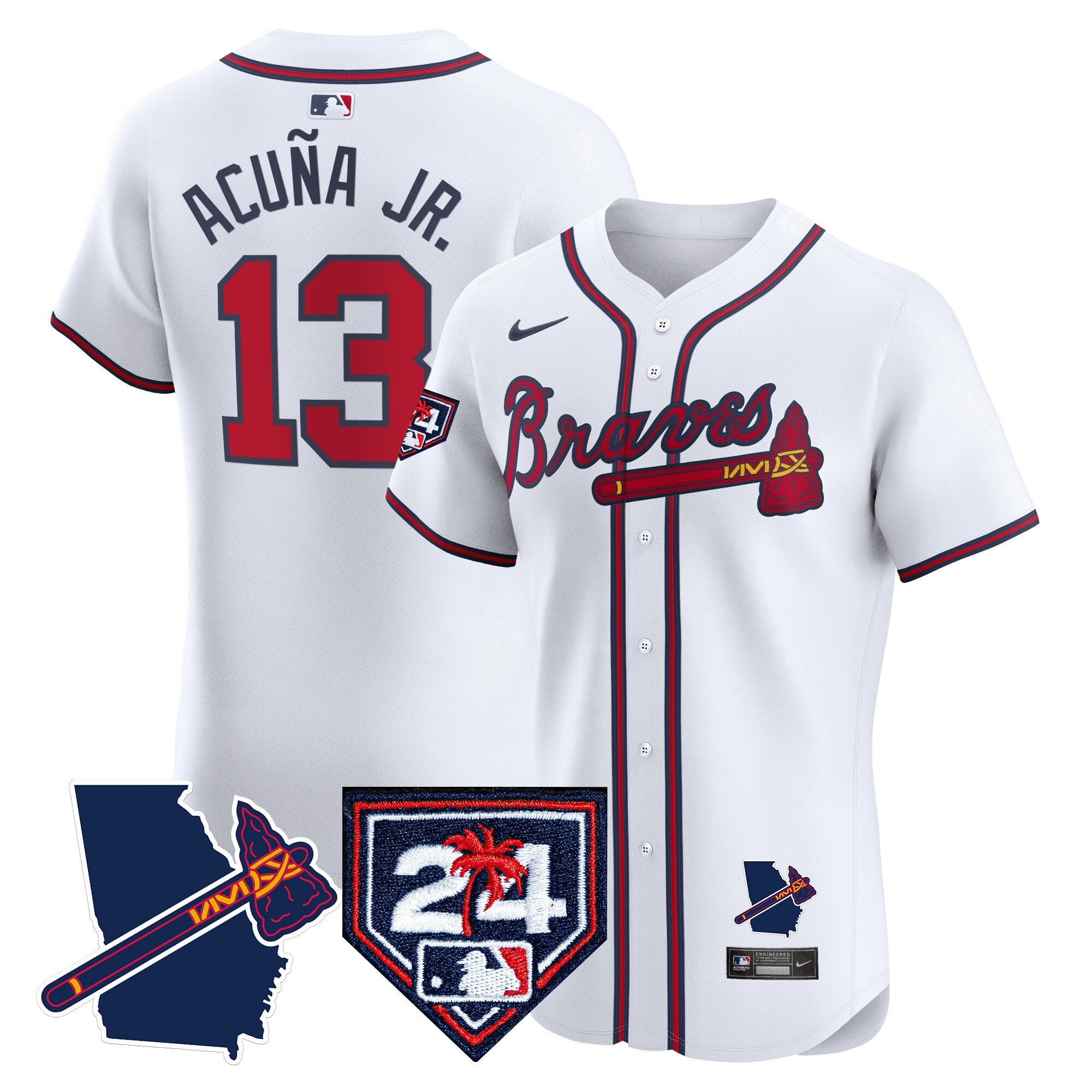 Men’s Atlanta 2024 Spring Training & Georgia Patch Vapor Premier Elite Jersey
