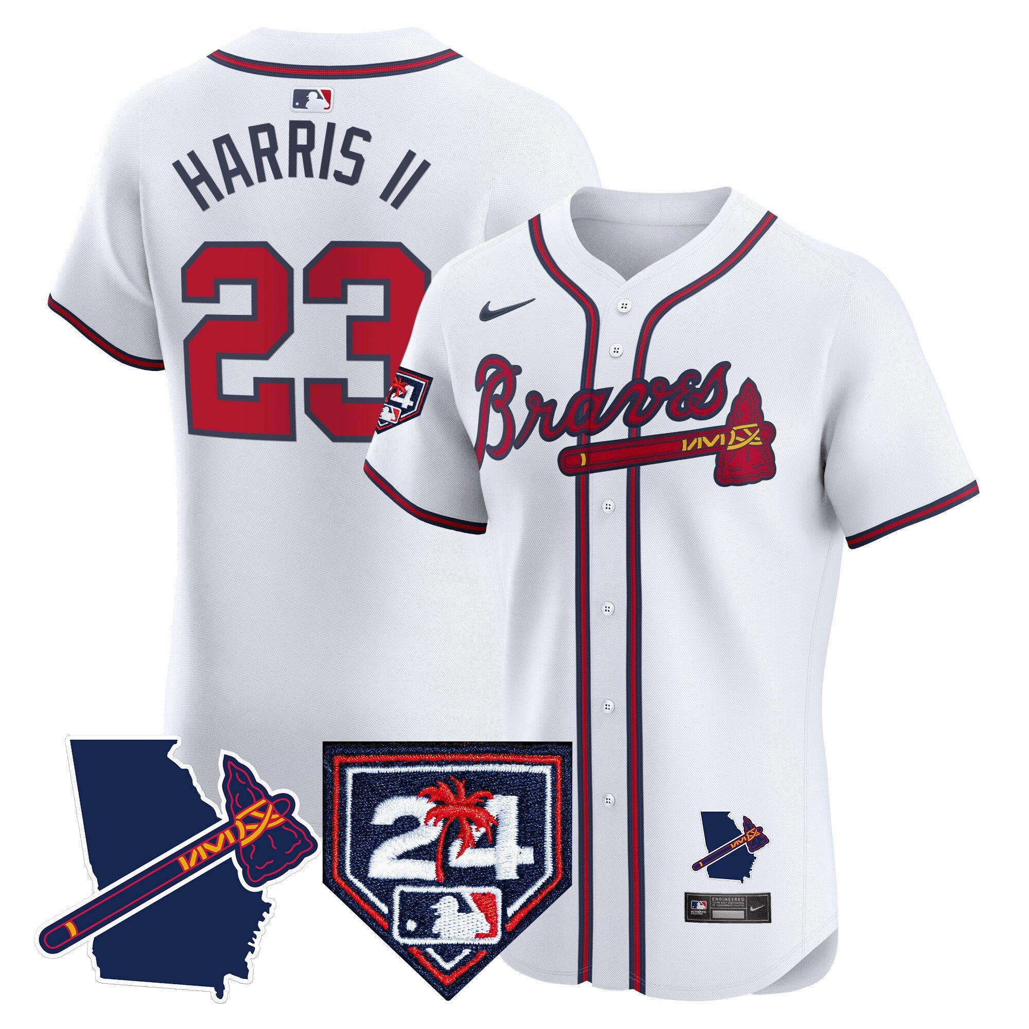 Men’s Atlanta 2024 Spring Training & Georgia Patch Vapor Premier Elite Jersey