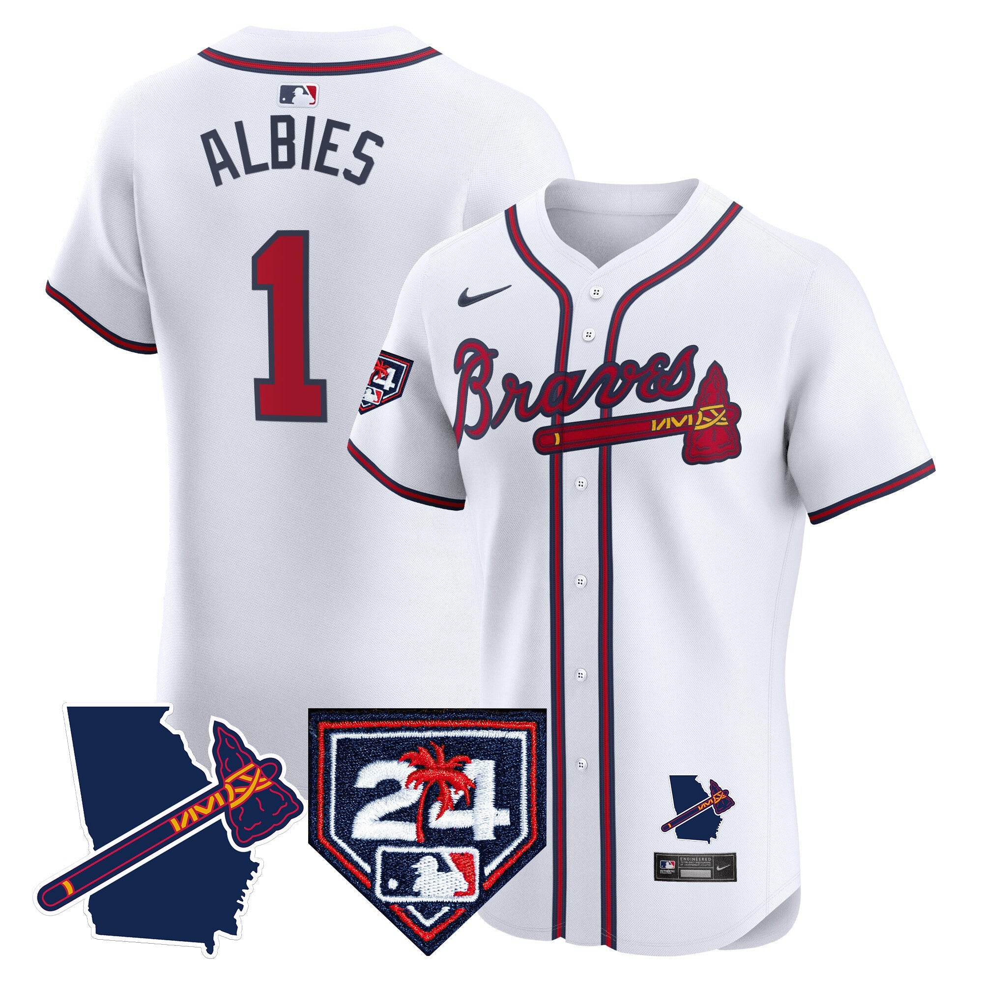 Men’s Atlanta 2024 Spring Training & Georgia Patch Vapor Premier Elite Jersey
