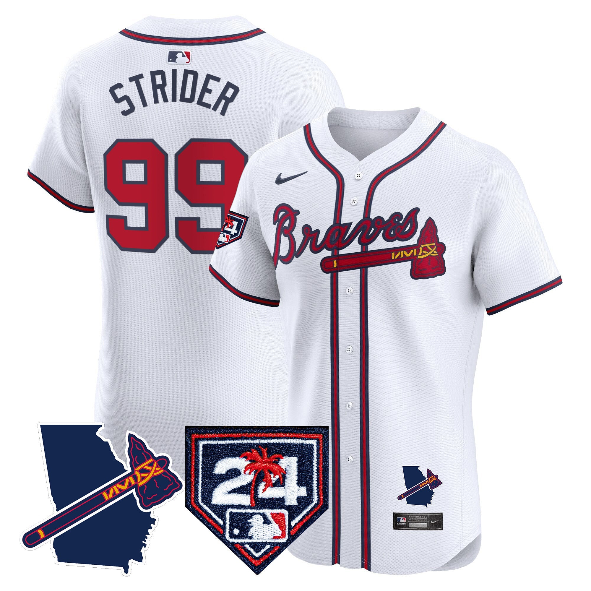 Men’s Atlanta 2024 Spring Training & Georgia Patch Vapor Premier Elite Jersey