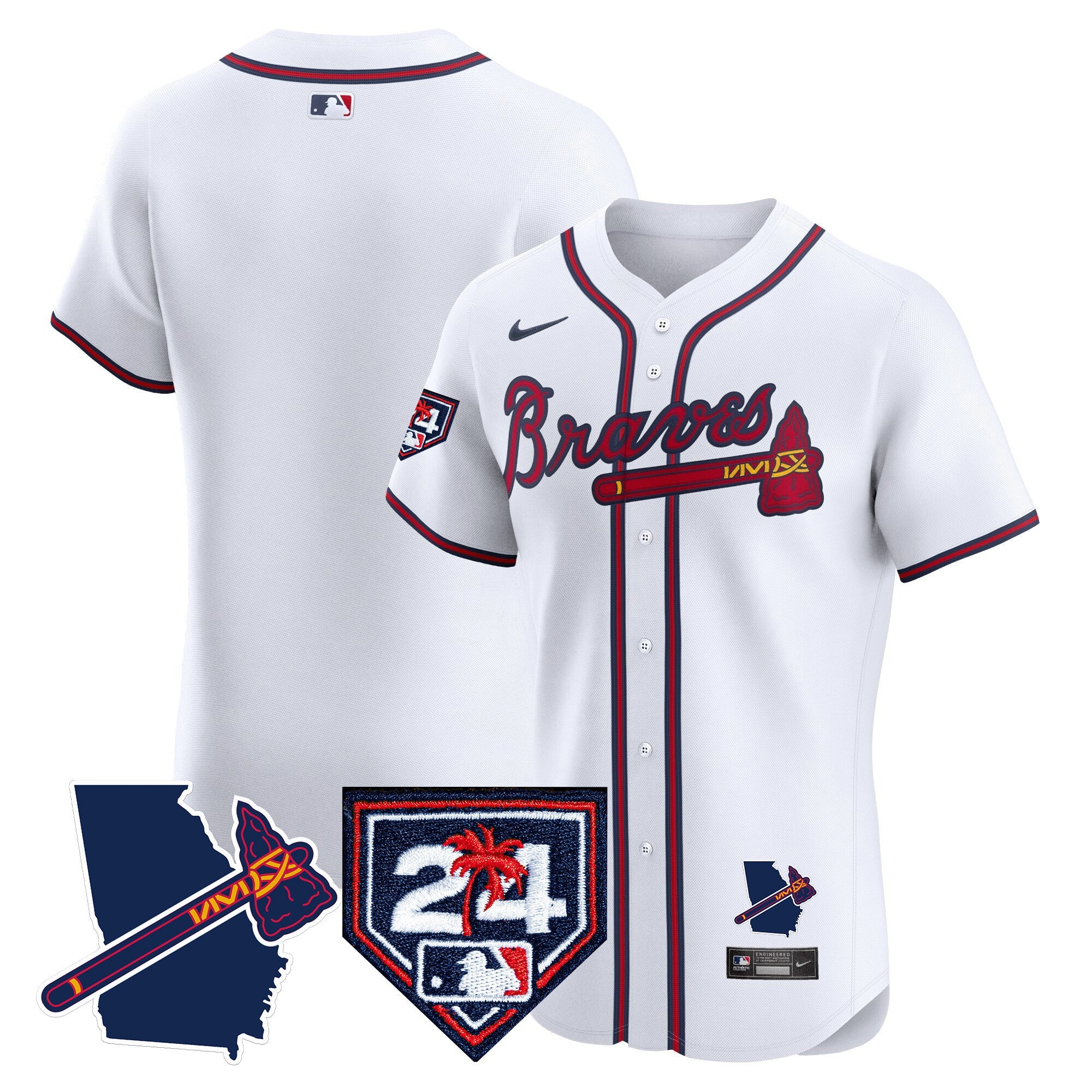 Men’s Atlanta 2024 Spring Training & Georgia Patch Vapor Premier Elite Jersey