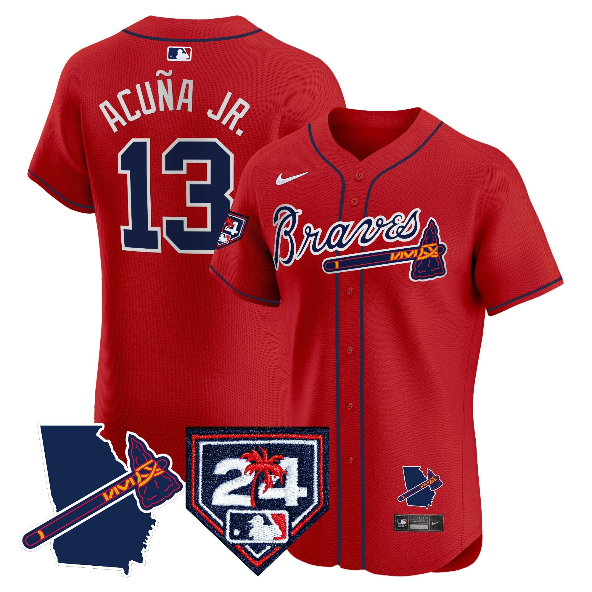 Men’s Atlanta 2024 Spring Training & Georgia Patch Vapor Premier Elite Jersey