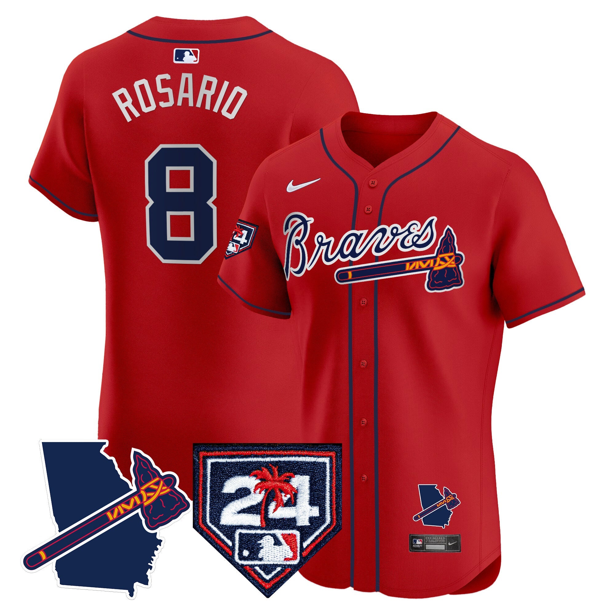 Men’s Atlanta 2024 Spring Training & Georgia Patch Vapor Premier Elite Jersey
