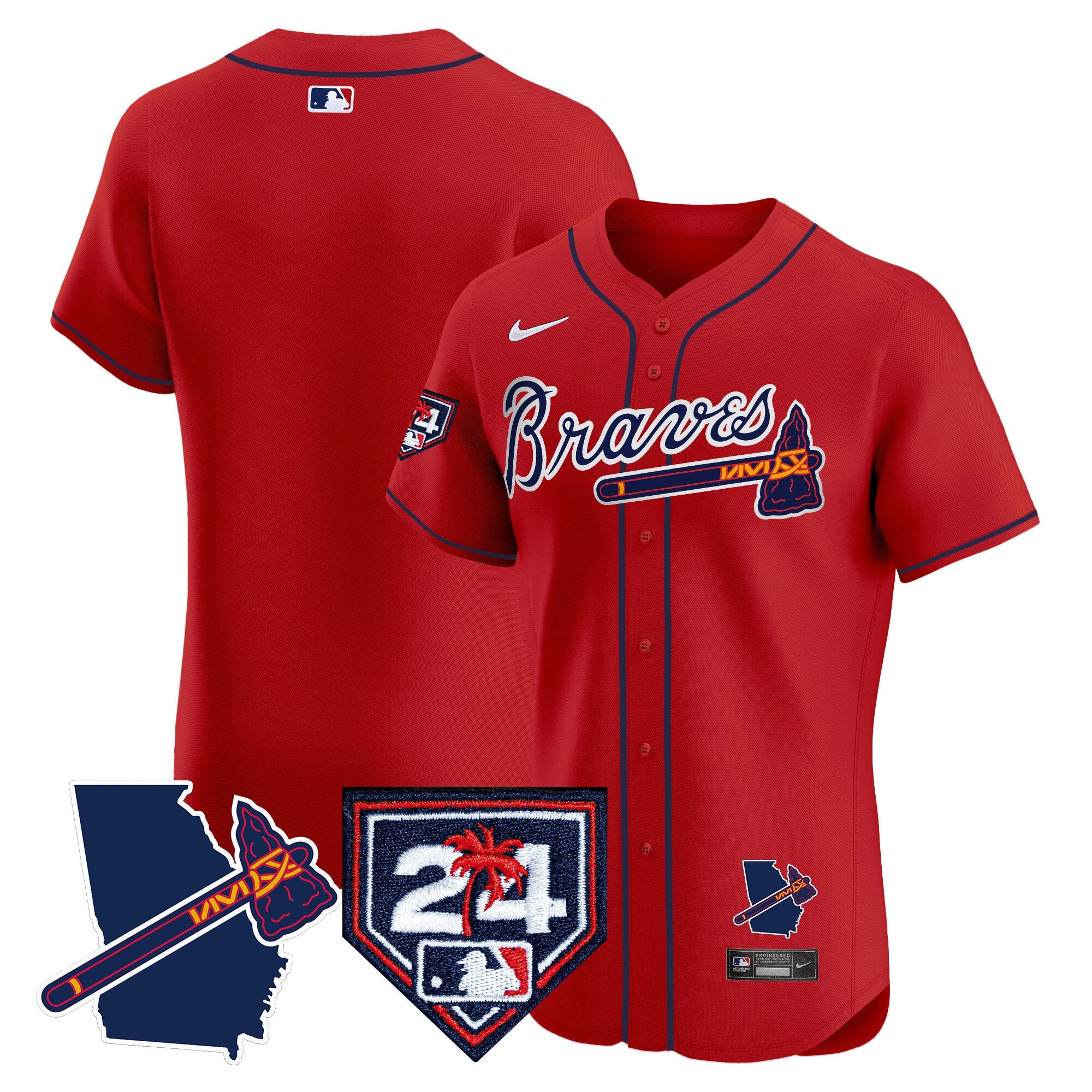 Men’s Atlanta 2024 Spring Training & Georgia Patch Vapor Premier Elite Jersey