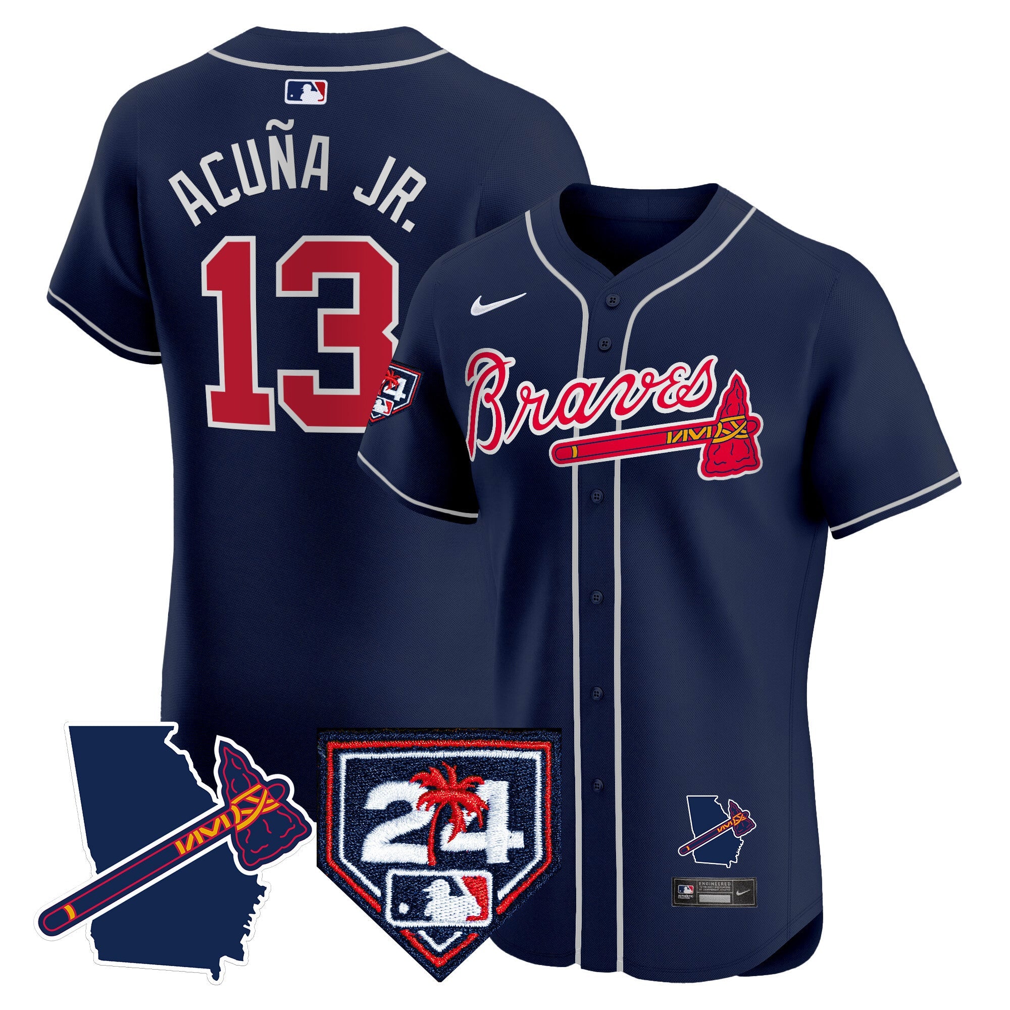 Men’s Atlanta 2024 Spring Training & Georgia Patch Vapor Premier Elite Jersey