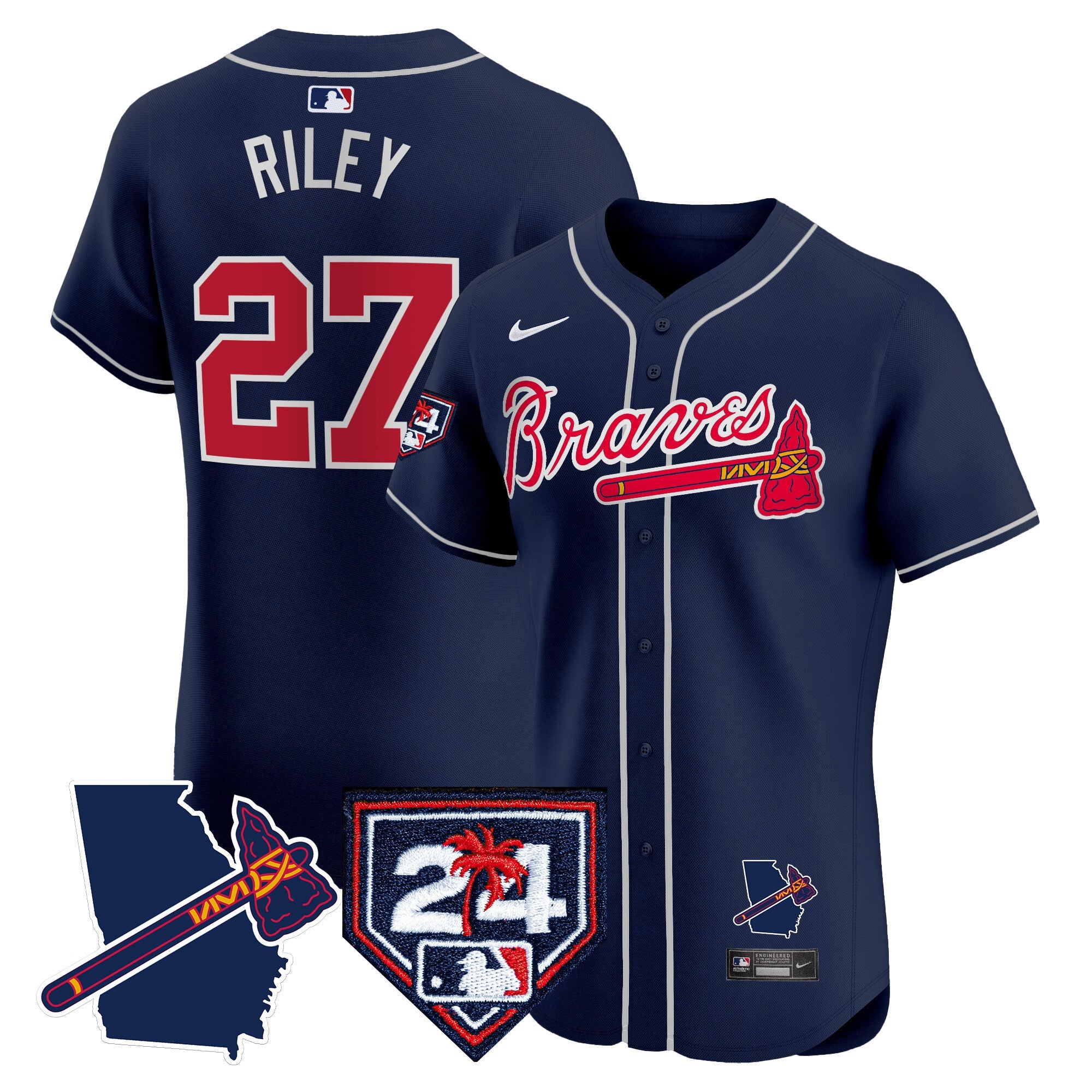 Men’s Atlanta 2024 Spring Training & Georgia Patch Vapor Premier Elite Jersey