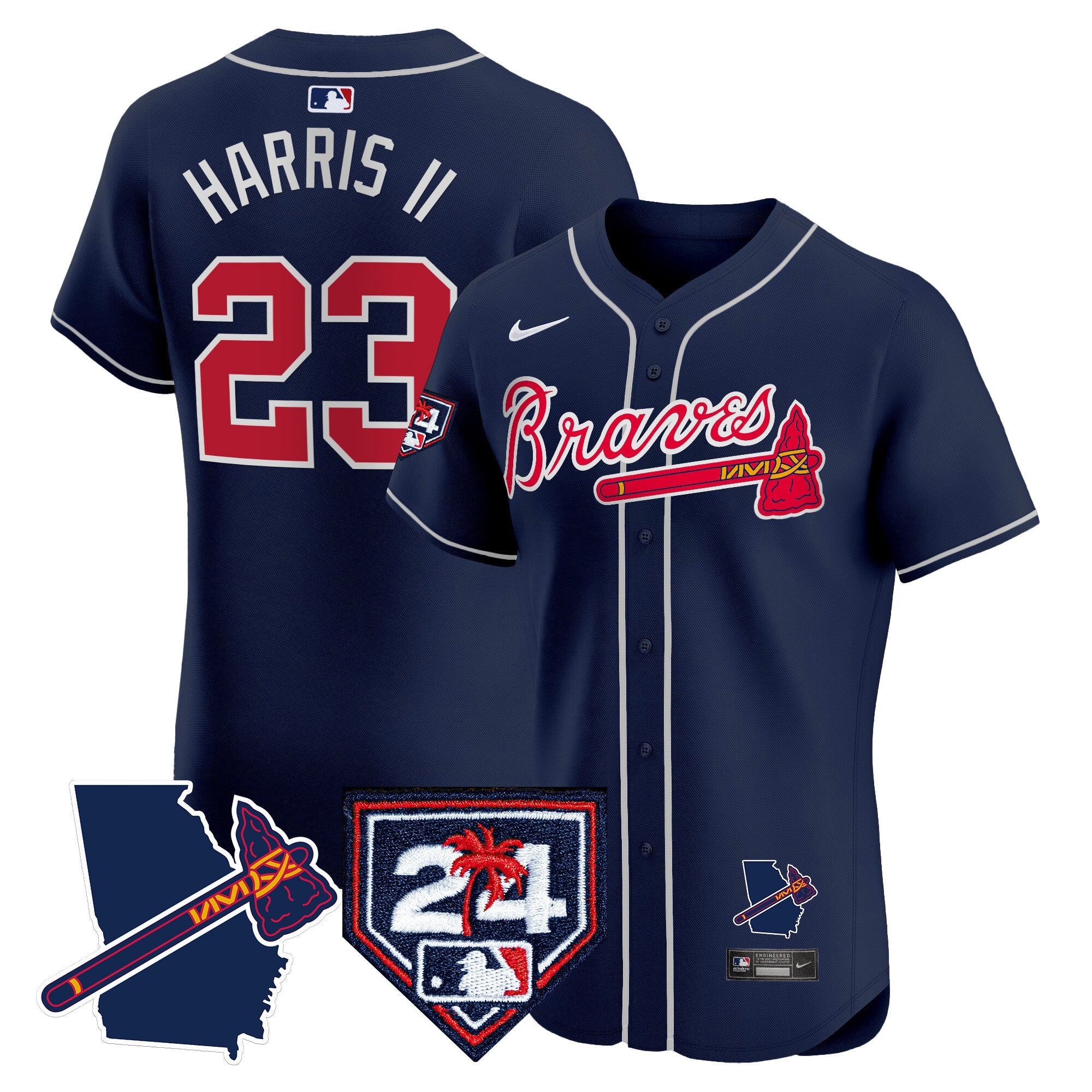 Men’s Atlanta 2024 Spring Training & Georgia Patch Vapor Premier Elite Jersey