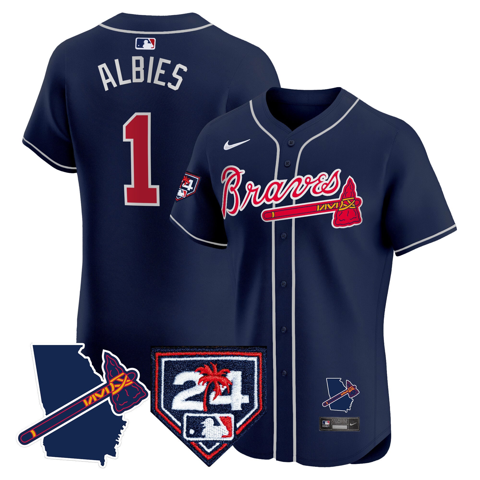Men’s Atlanta 2024 Spring Training & Georgia Patch Vapor Premier Elite Jersey