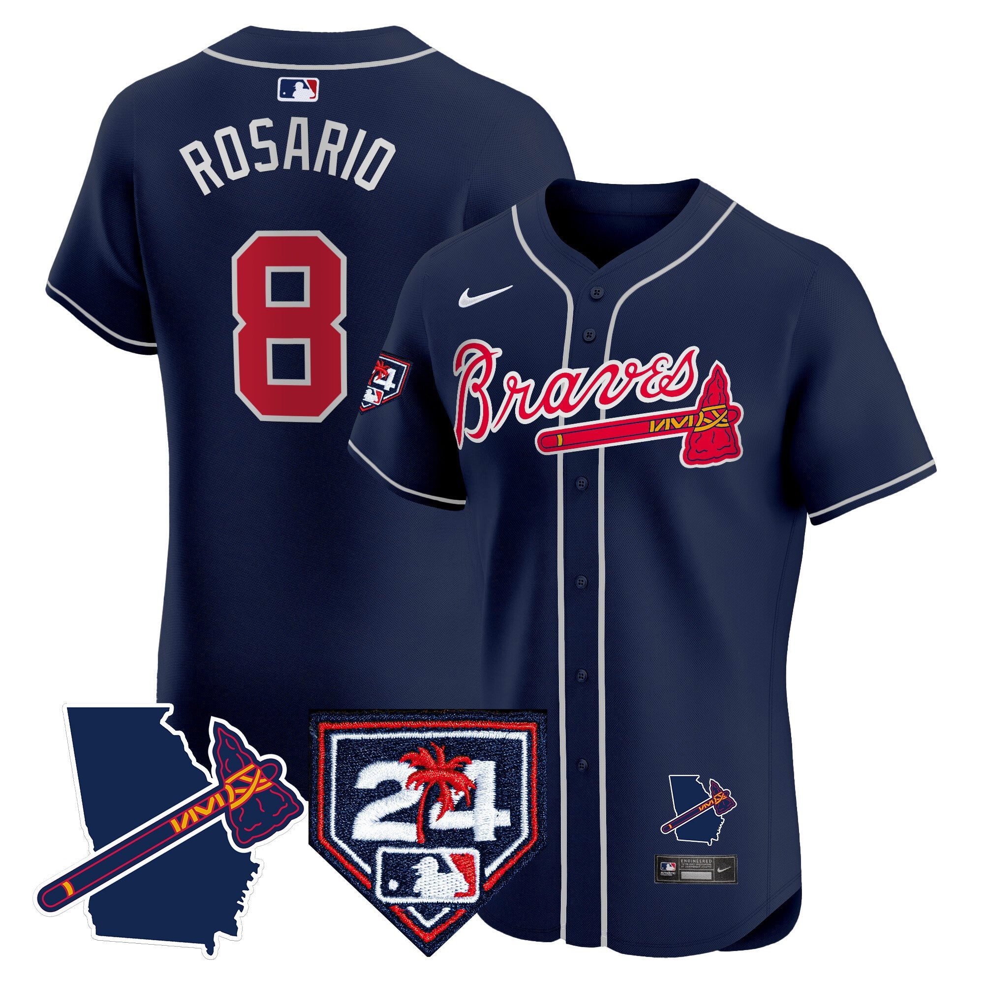 Men’s Atlanta 2024 Spring Training & Georgia Patch Vapor Premier Elite Jersey