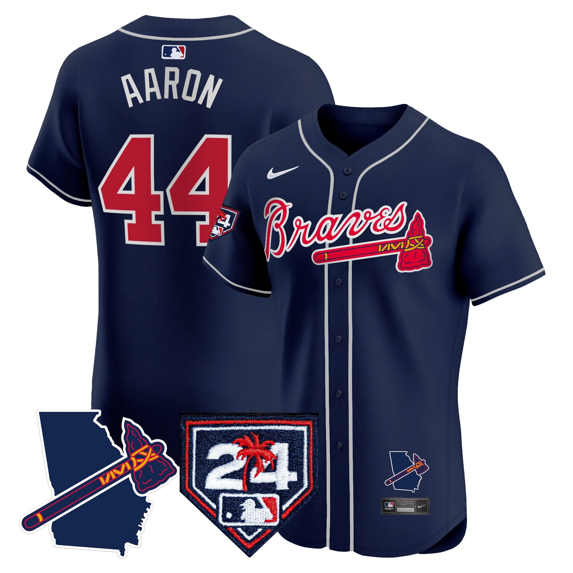 Men’s Atlanta 2024 Spring Training & Georgia Patch Vapor Premier Elite Jersey