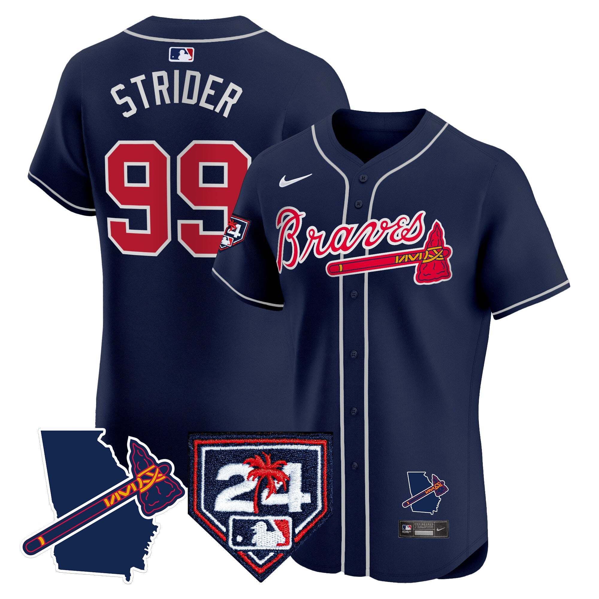 Men’s Atlanta 2024 Spring Training & Georgia Patch Vapor Premier Elite Jersey