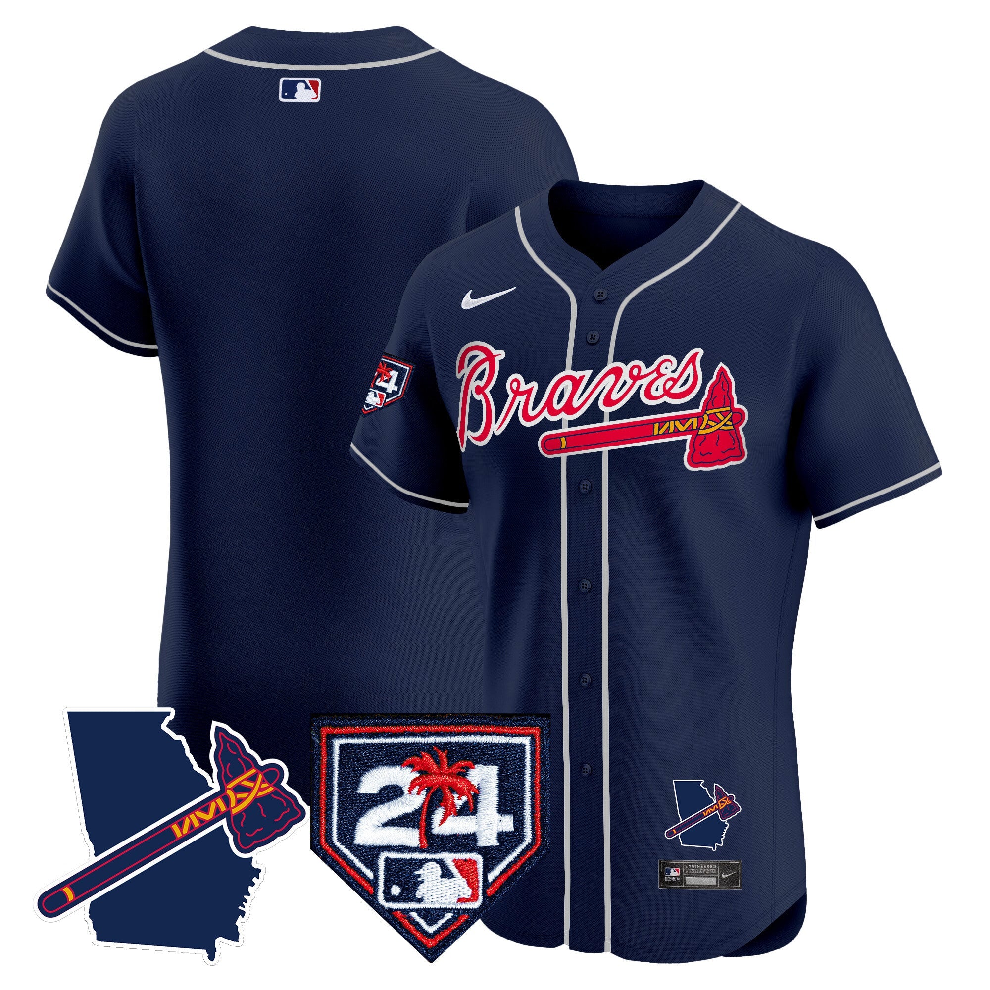 Men’s Atlanta 2024 Spring Training & Georgia Patch Vapor Premier Elite Jersey