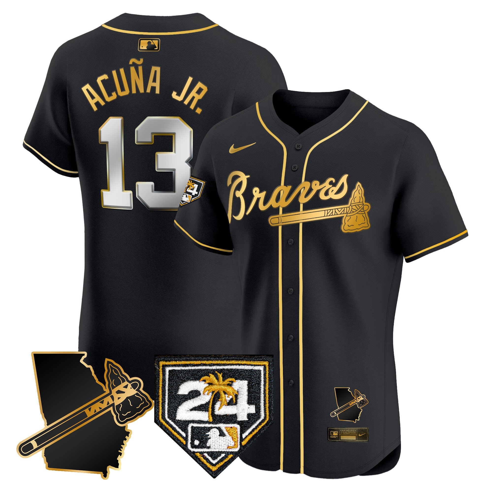 Men’s Atlanta 2024 Spring Training & Georgia Patch Vapor Premier Elite Jersey