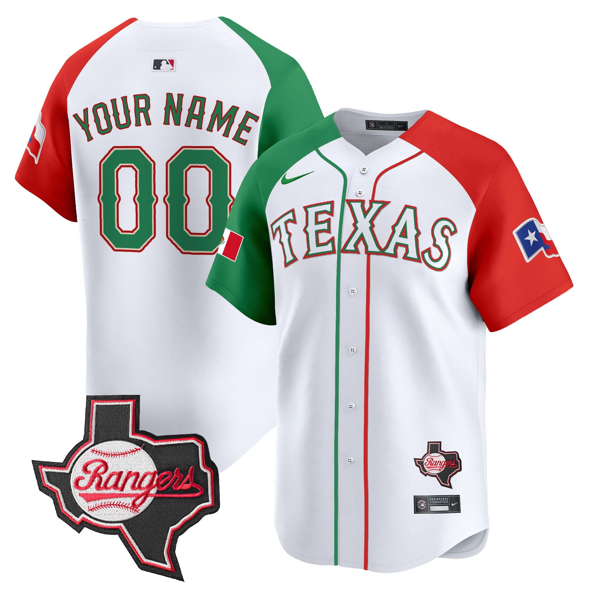 Texas Mexico Texas Patch Vapor Premier Limited Custom Jersey