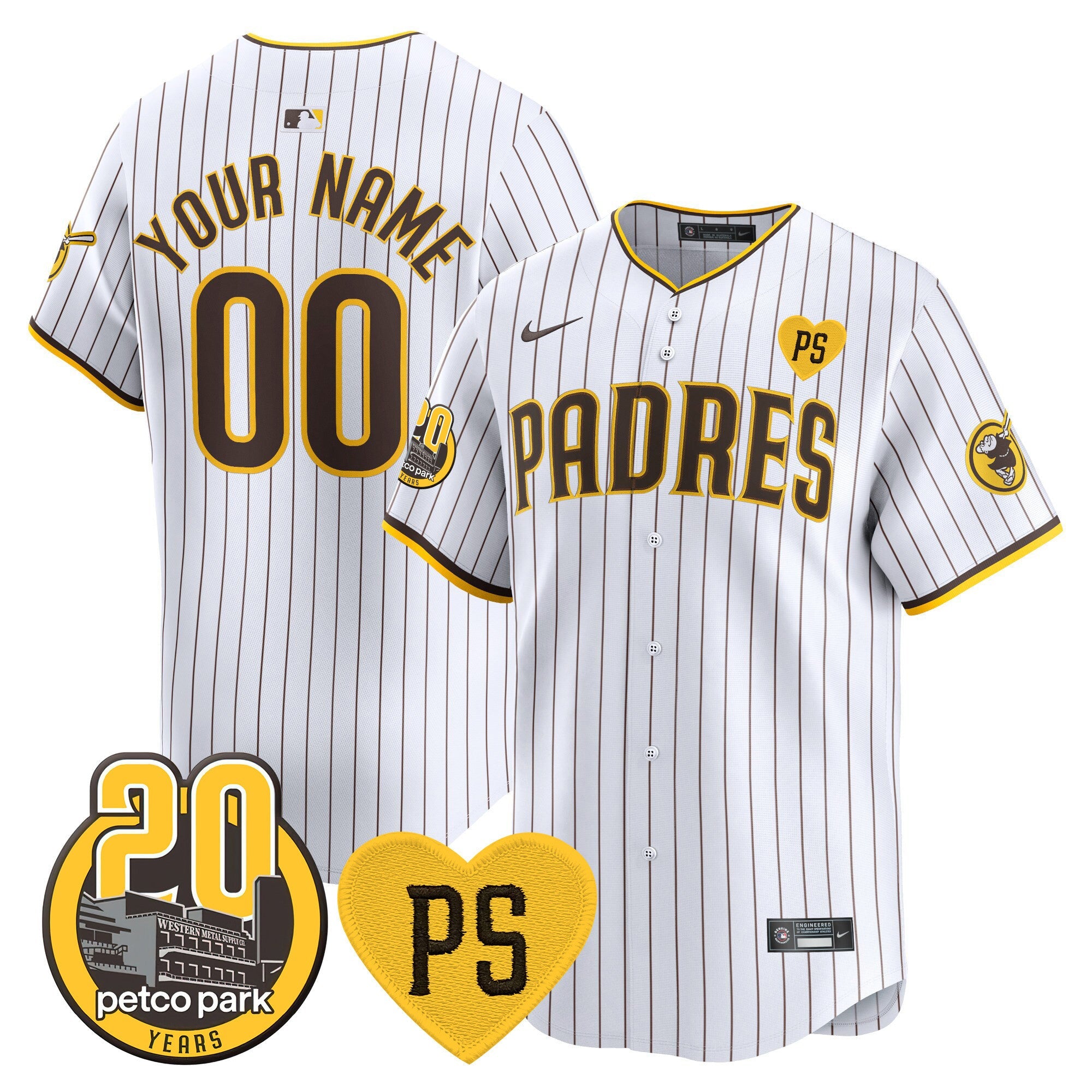 “For Peter” & Petco Park 20th Patch Vapor Premier Limited Custom Jersey