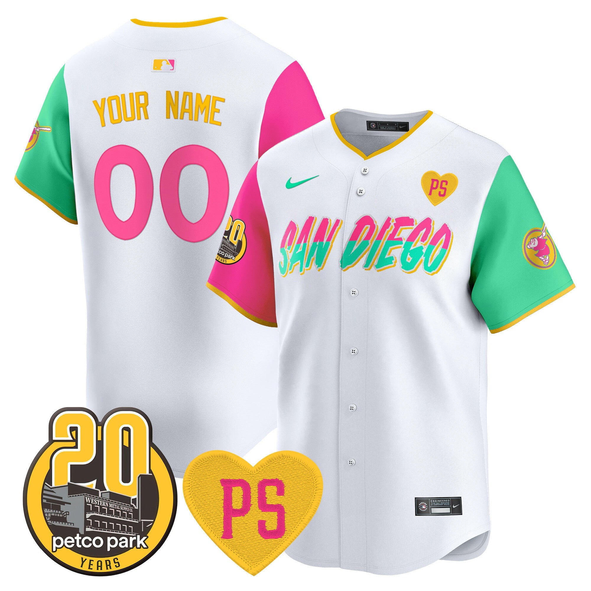 “For Peter” & Petco Park 20th Patch Vapor Premier Limited Custom Jersey