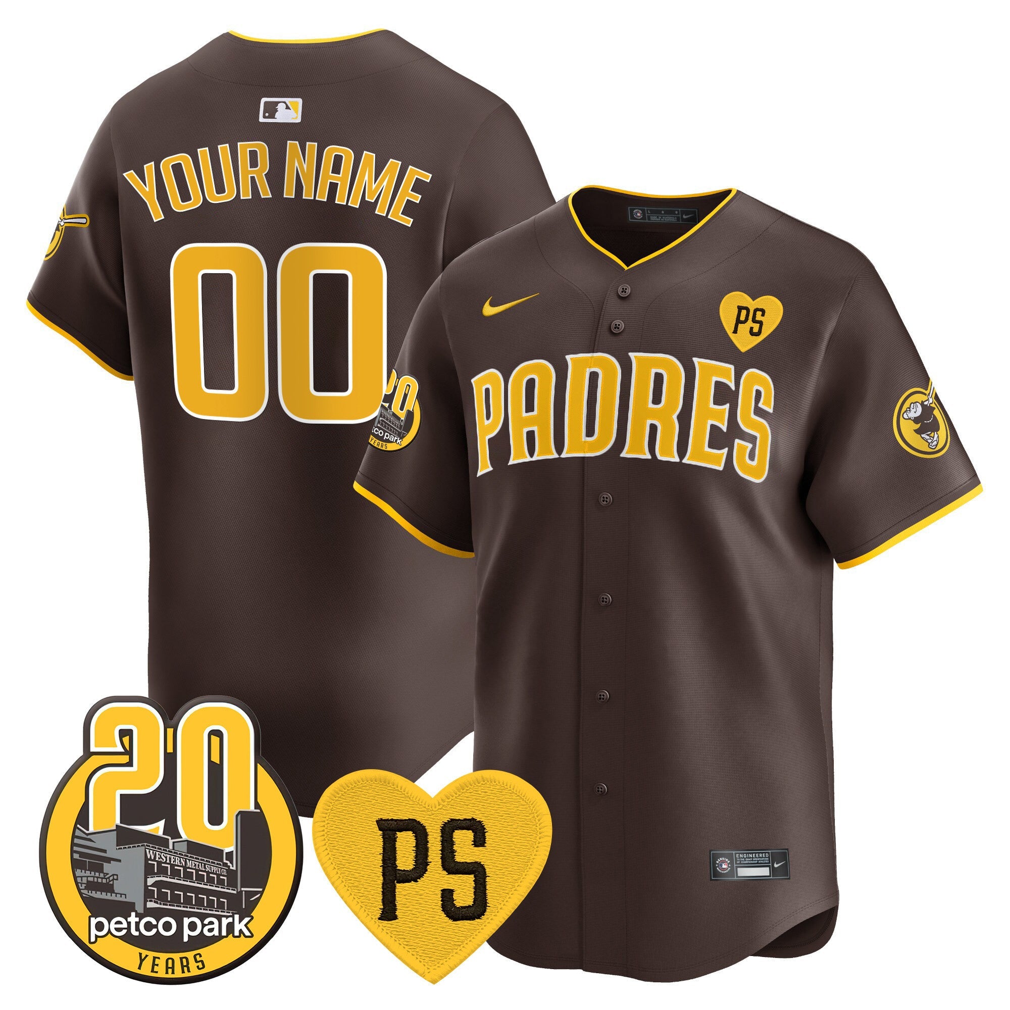 “For Peter” & Petco Park 20th Patch Vapor Premier Limited Custom Jersey