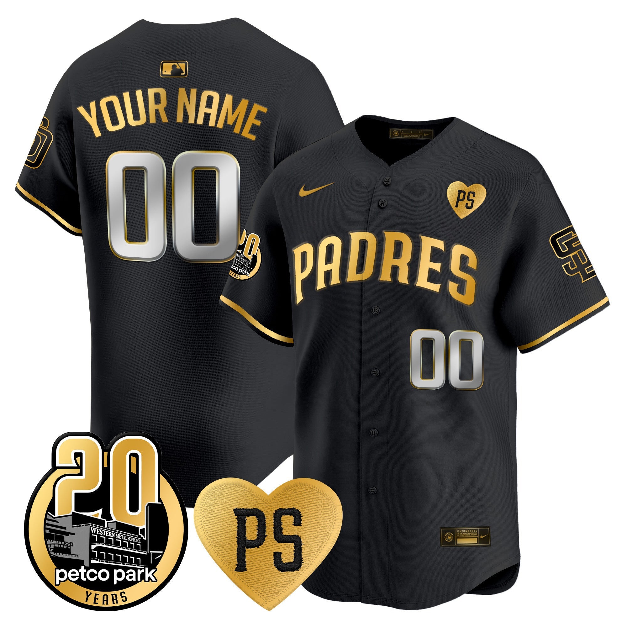 “For Peter” & Petco Park 20th Patch Vapor Premier Limited Custom Jersey