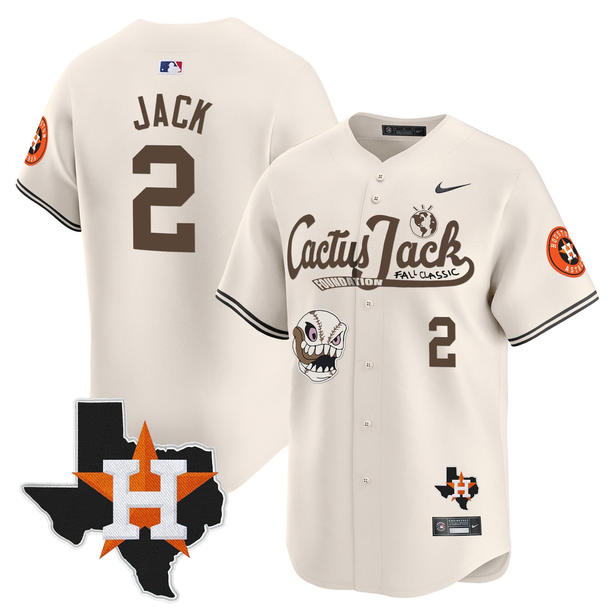 Men’s Houston Cactus Jack Patch Vapor Premier Limited Jersey V8 – Stitched
