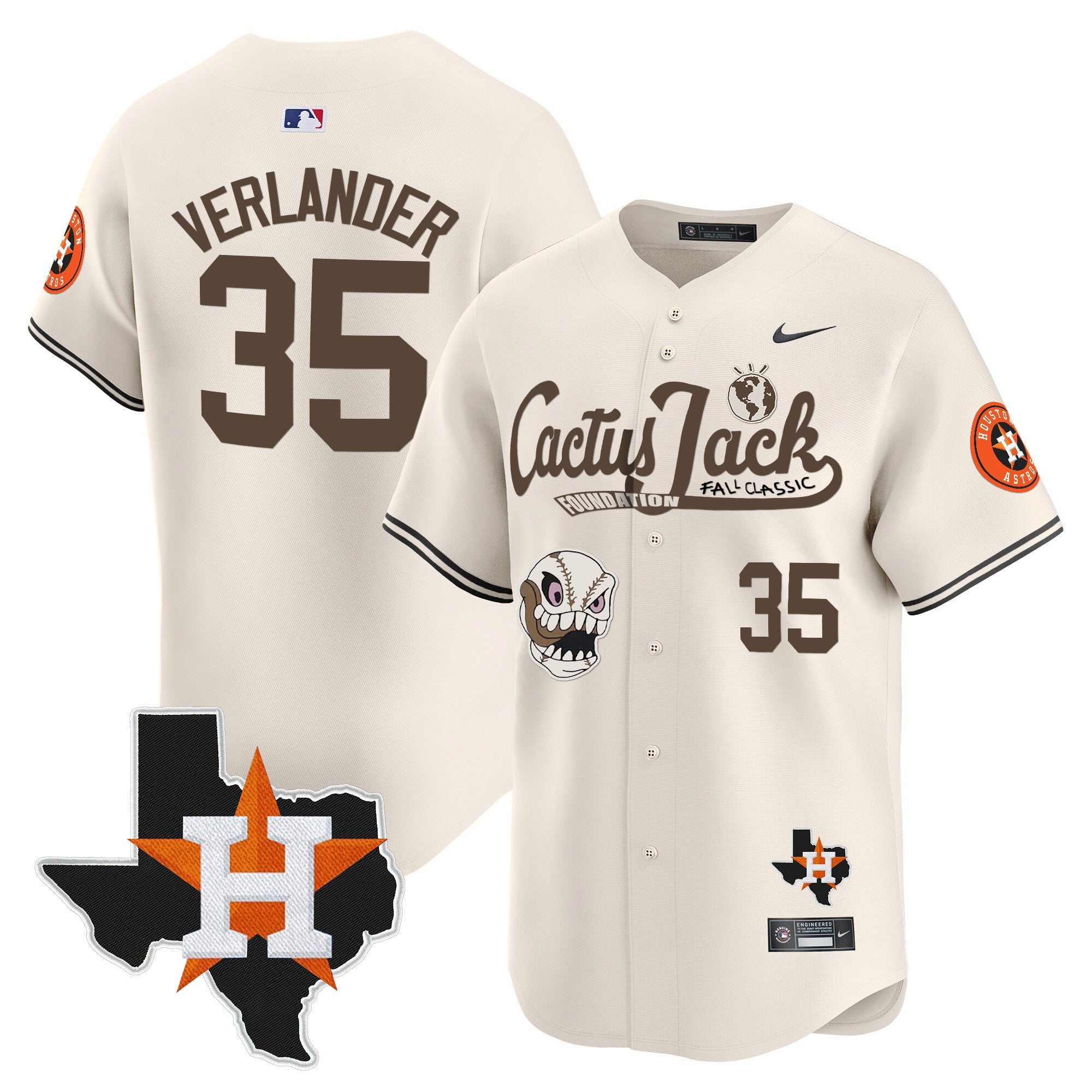 Men’s Houston Cactus Jack Patch Vapor Premier Limited Jersey V8 – Stitched