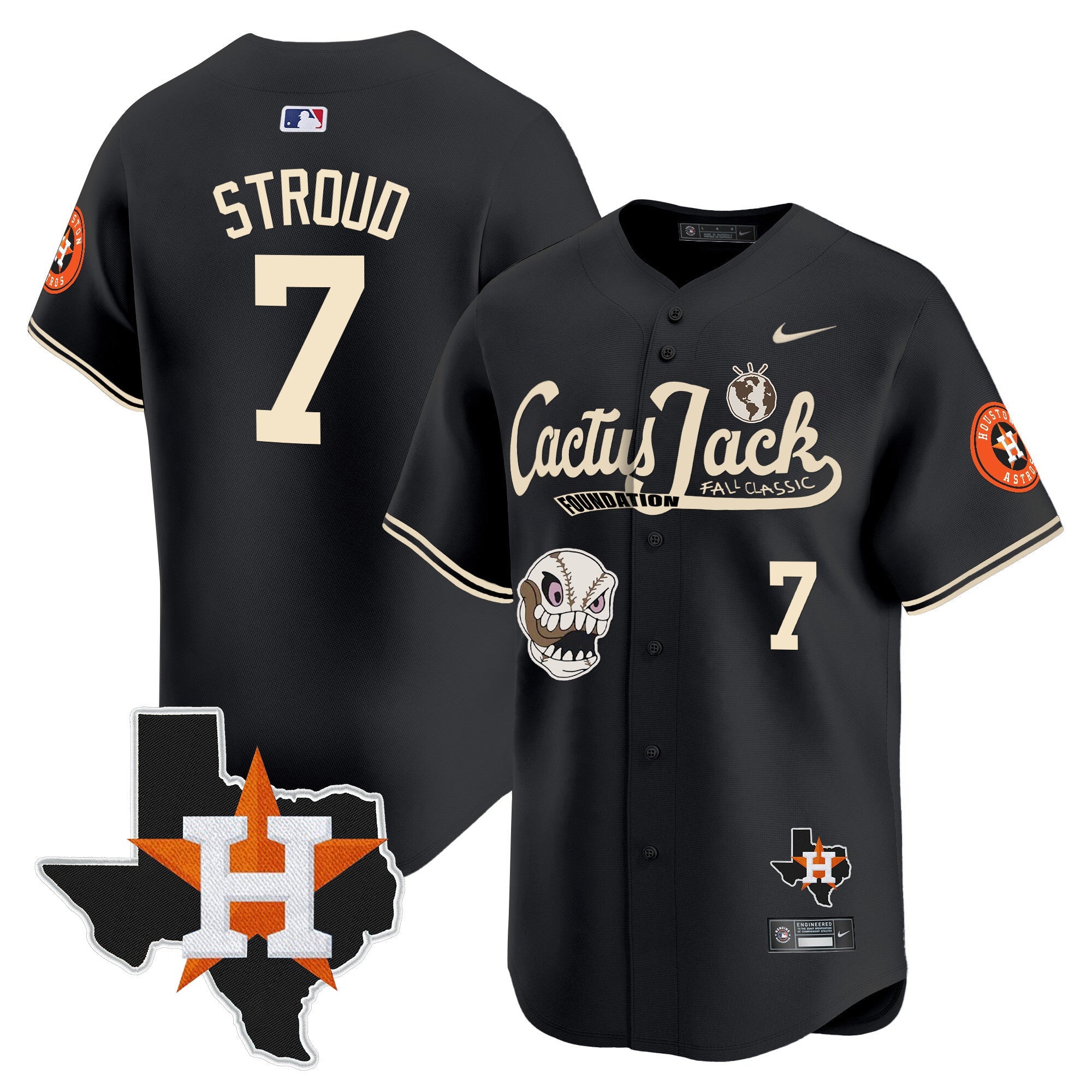 Men’s Houston Cactus Jack Patch Vapor Premier Limited Jersey V8 – Stitched
