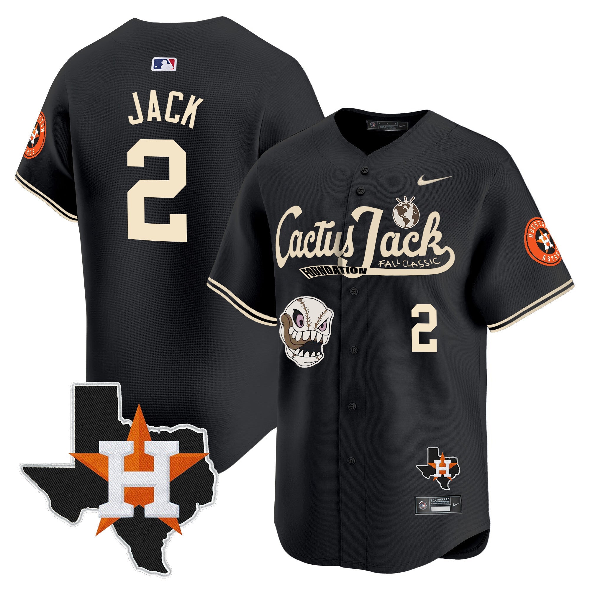 Men’s Houston Cactus Jack Patch Vapor Premier Limited Jersey V8 – Stitched