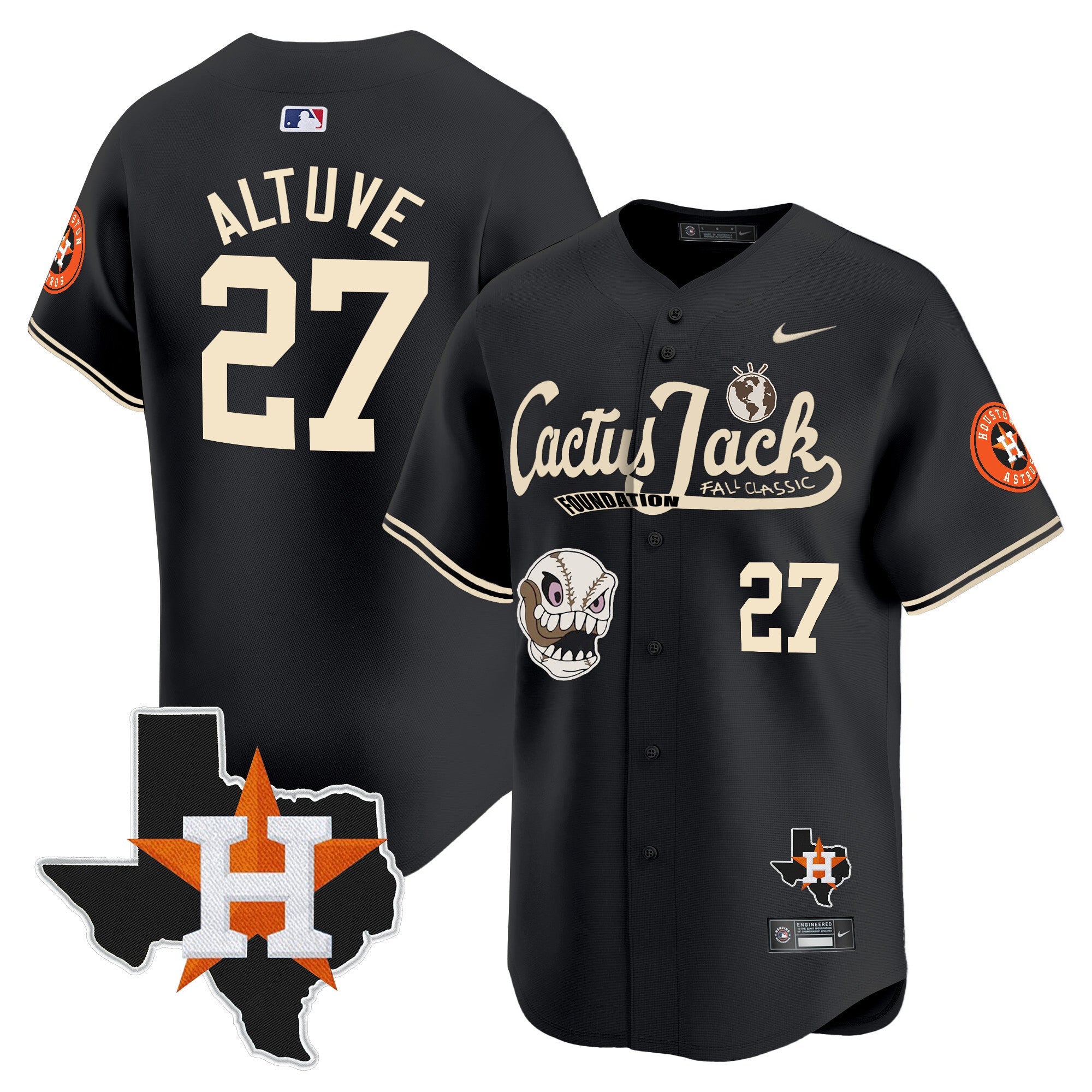 Men’s Houston Cactus Jack Patch Vapor Premier Limited Jersey V8 – Stitched