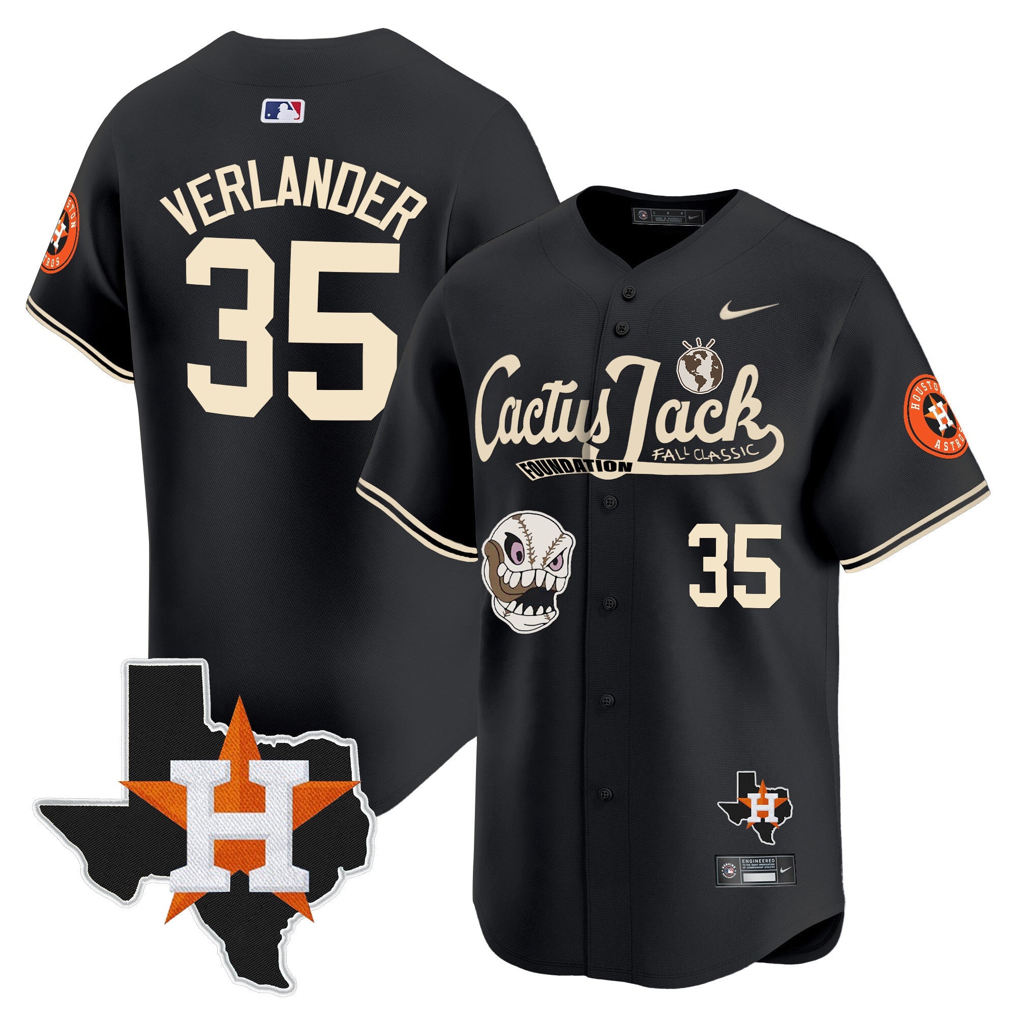 Men’s Houston Cactus Jack Patch Vapor Premier Limited Jersey V8 – Stitched