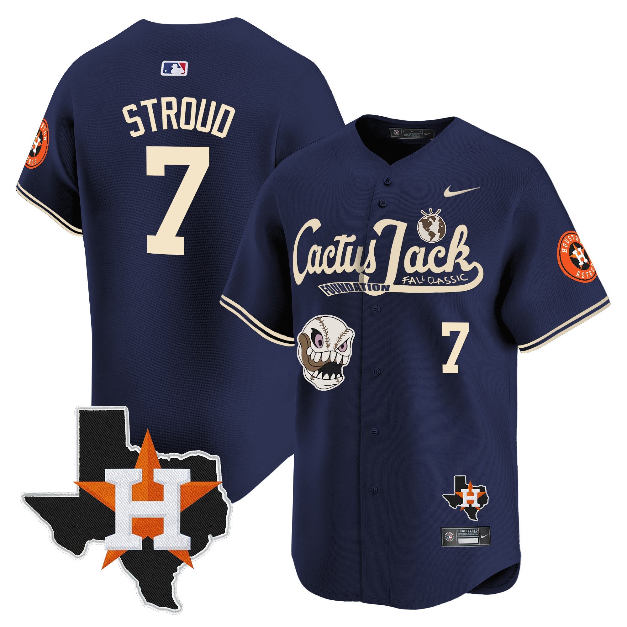 Men’s Houston Cactus Jack Patch Vapor Premier Limited Jersey V8 – Stitched