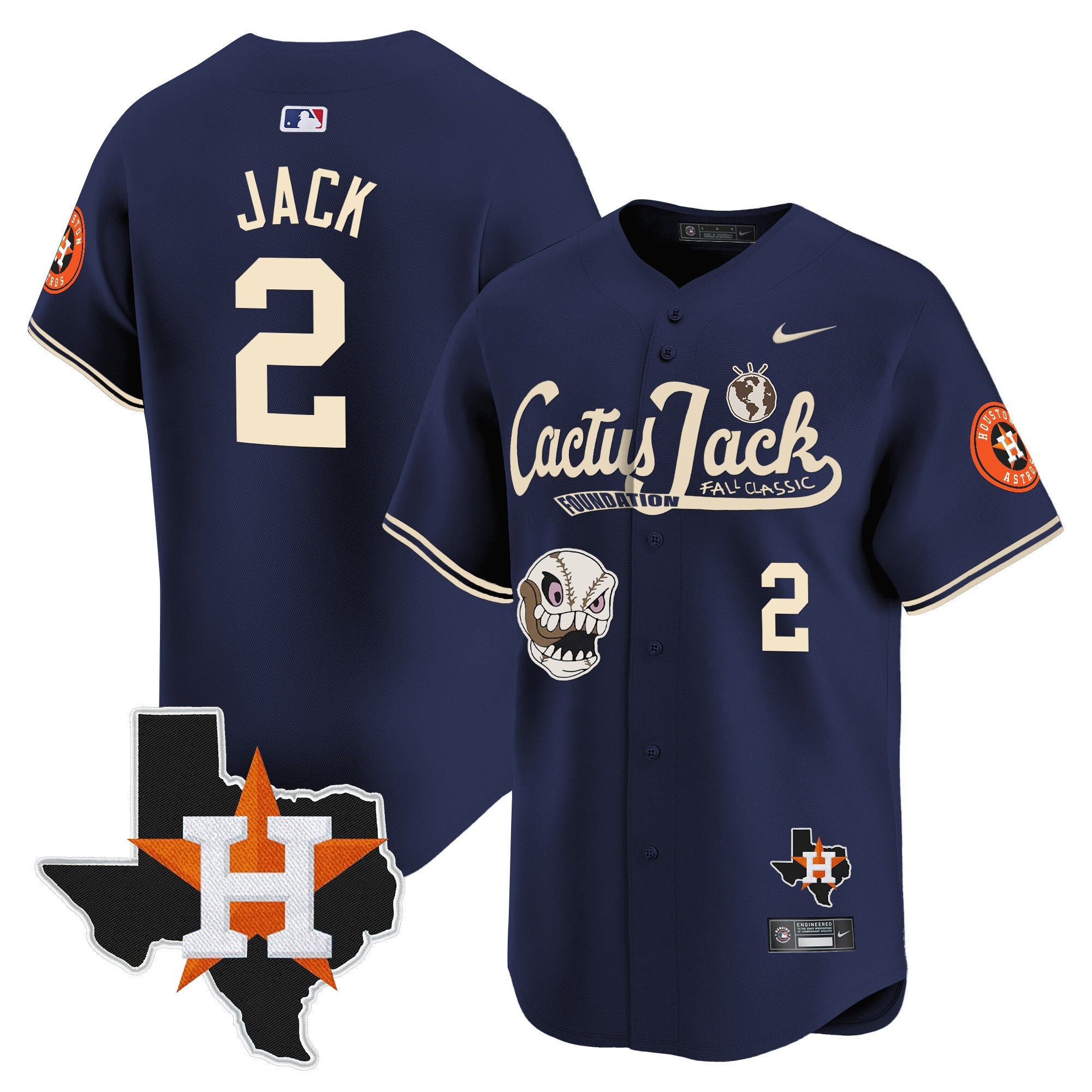 Men’s Houston Cactus Jack Patch Vapor Premier Limited Jersey V8 – Stitched