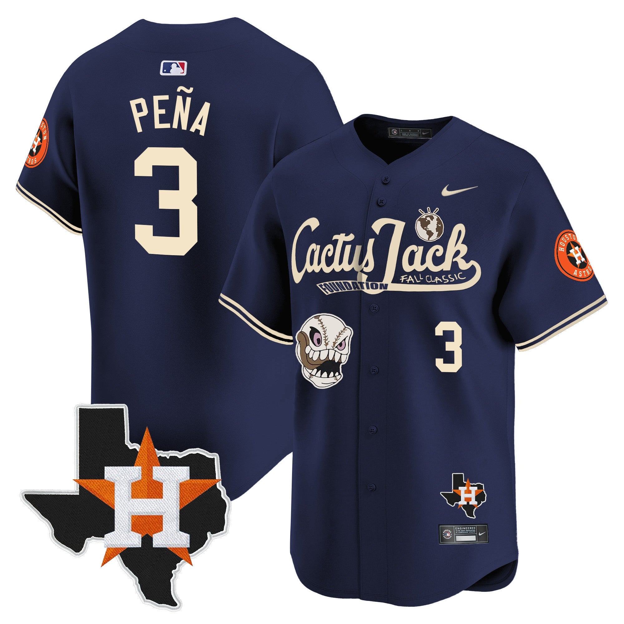 Men’s Houston Cactus Jack Patch Vapor Premier Limited Jersey V8 – Stitched