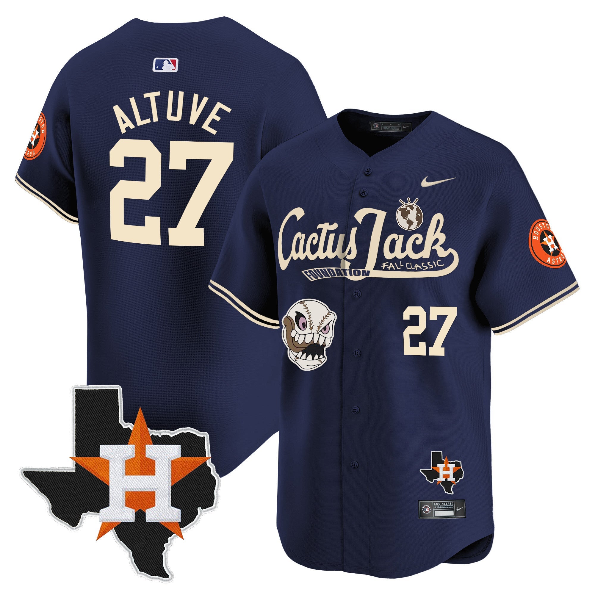 Men’s Houston Cactus Jack Patch Vapor Premier Limited Jersey V8 – Stitched