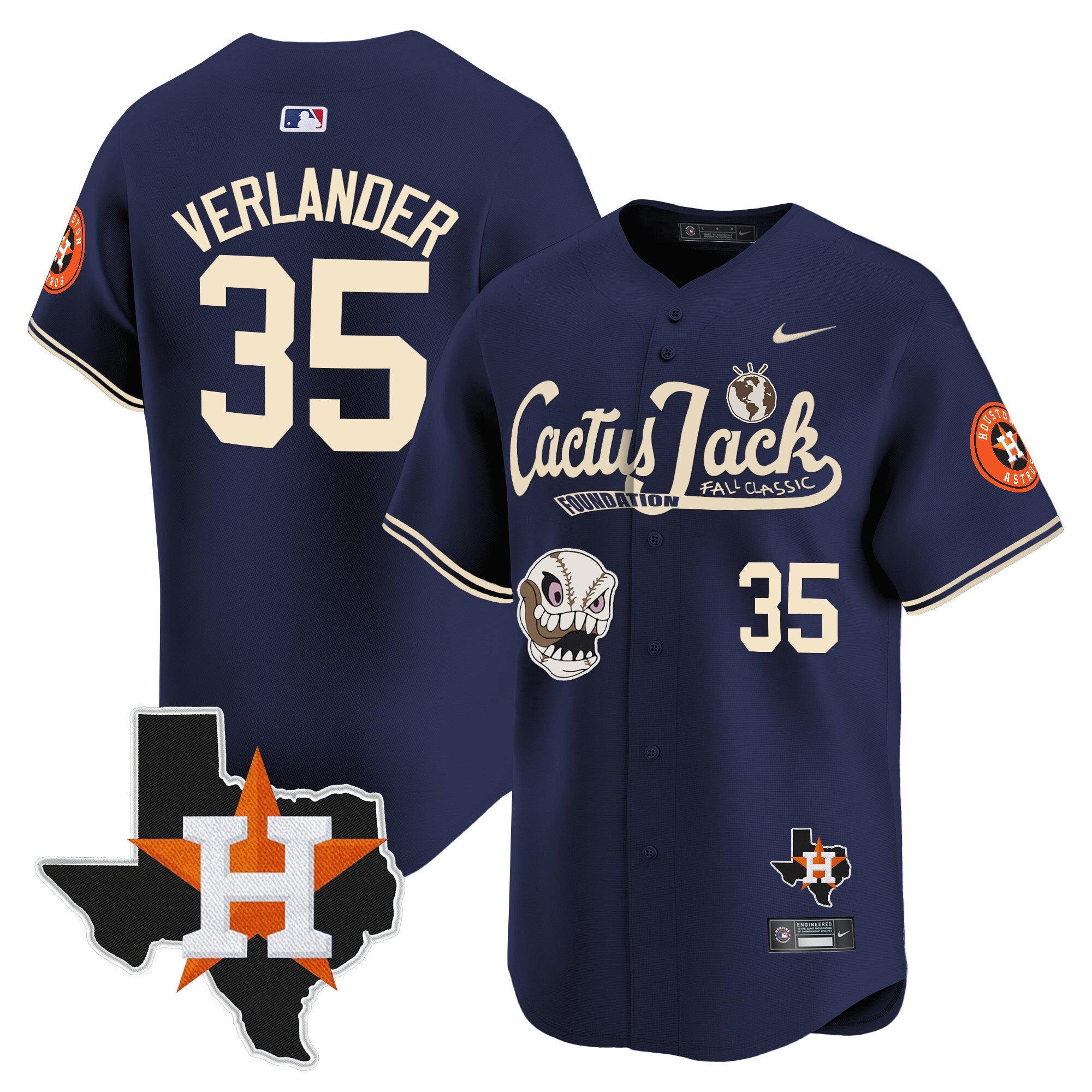 Men’s Houston Cactus Jack Patch Vapor Premier Limited Jersey V8 – Stitched