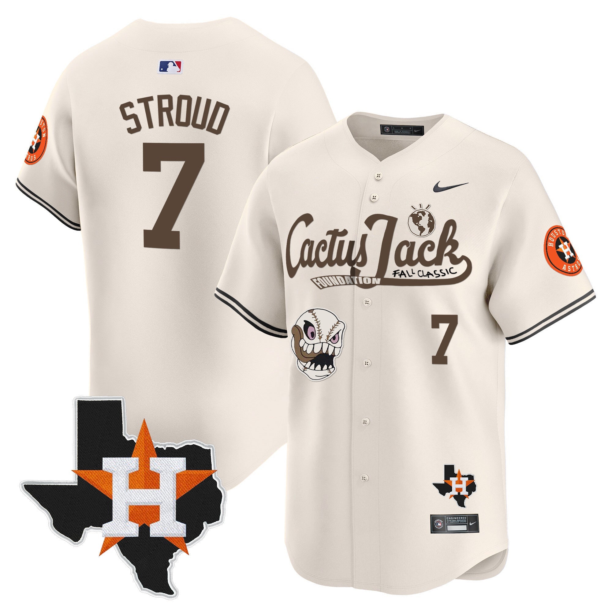 Men’s Houston Cactus Jack Patch Vapor Premier Limited Jersey V8 – Stitched