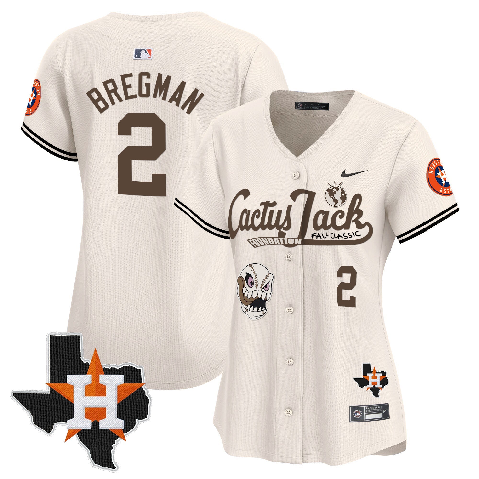 Women’s Houston Cactus Jack Patch Vapor Premier Limited Jersey V8 – Stitched