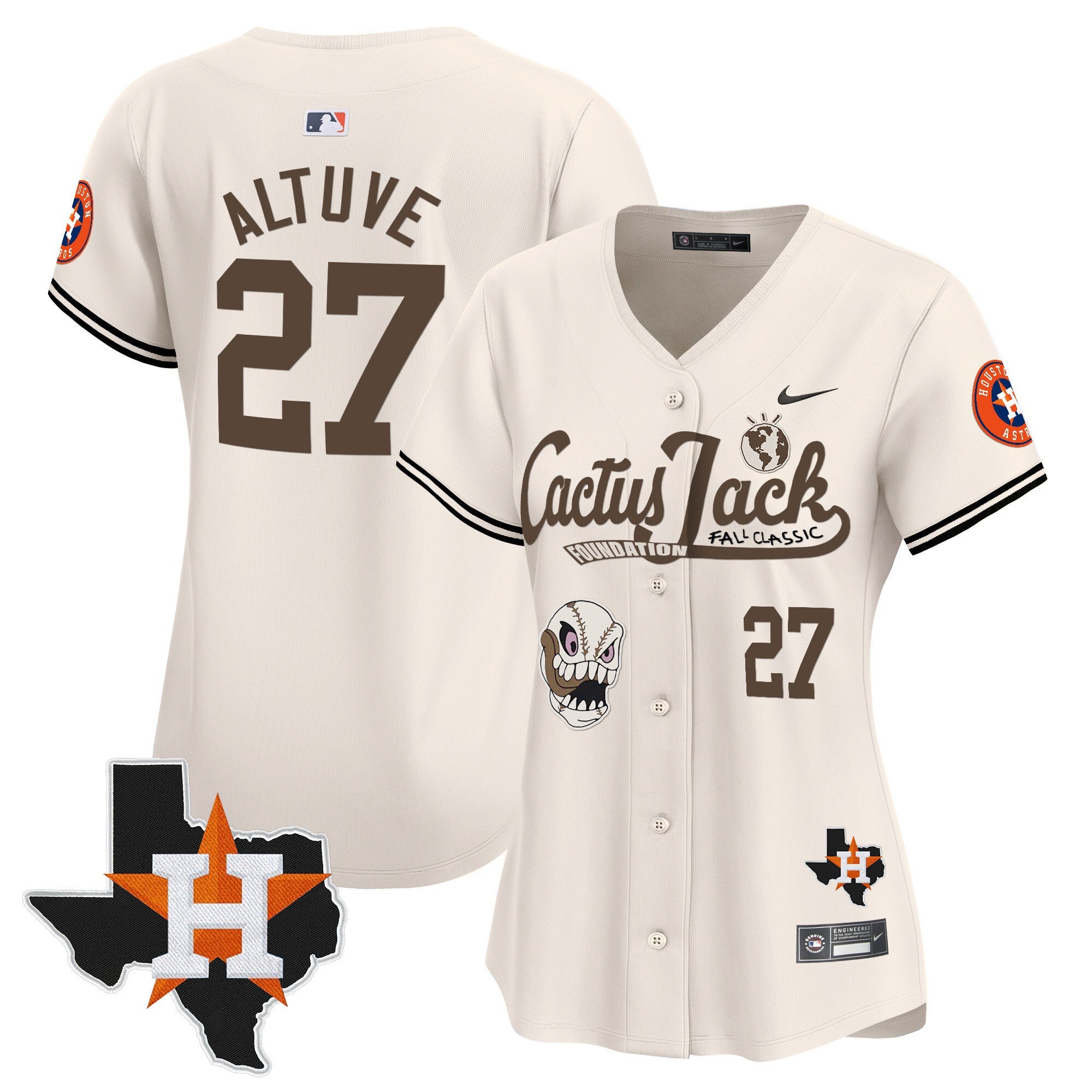 Women’s Houston Cactus Jack Patch Vapor Premier Limited Jersey V8 – Stitched